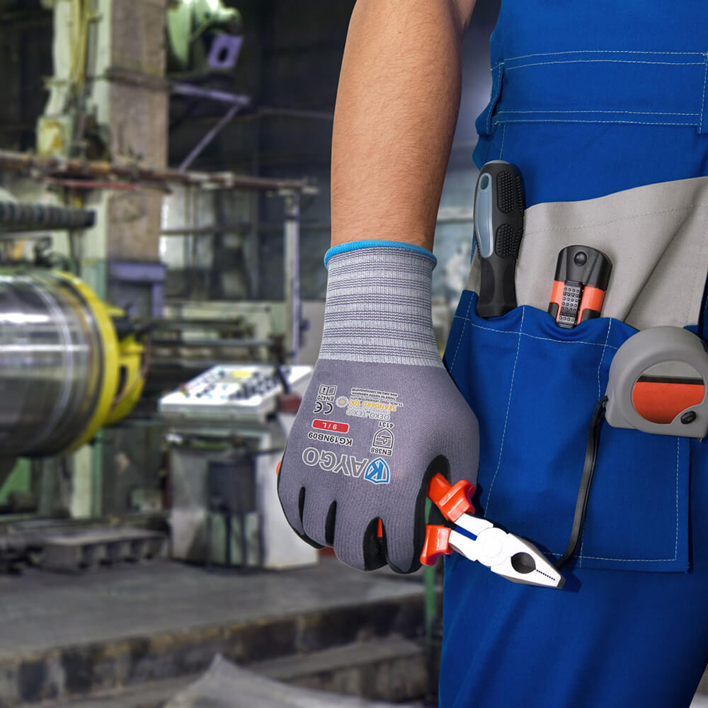 Seamless Knit Nylon Work Gloves with Micro Dotted Grip