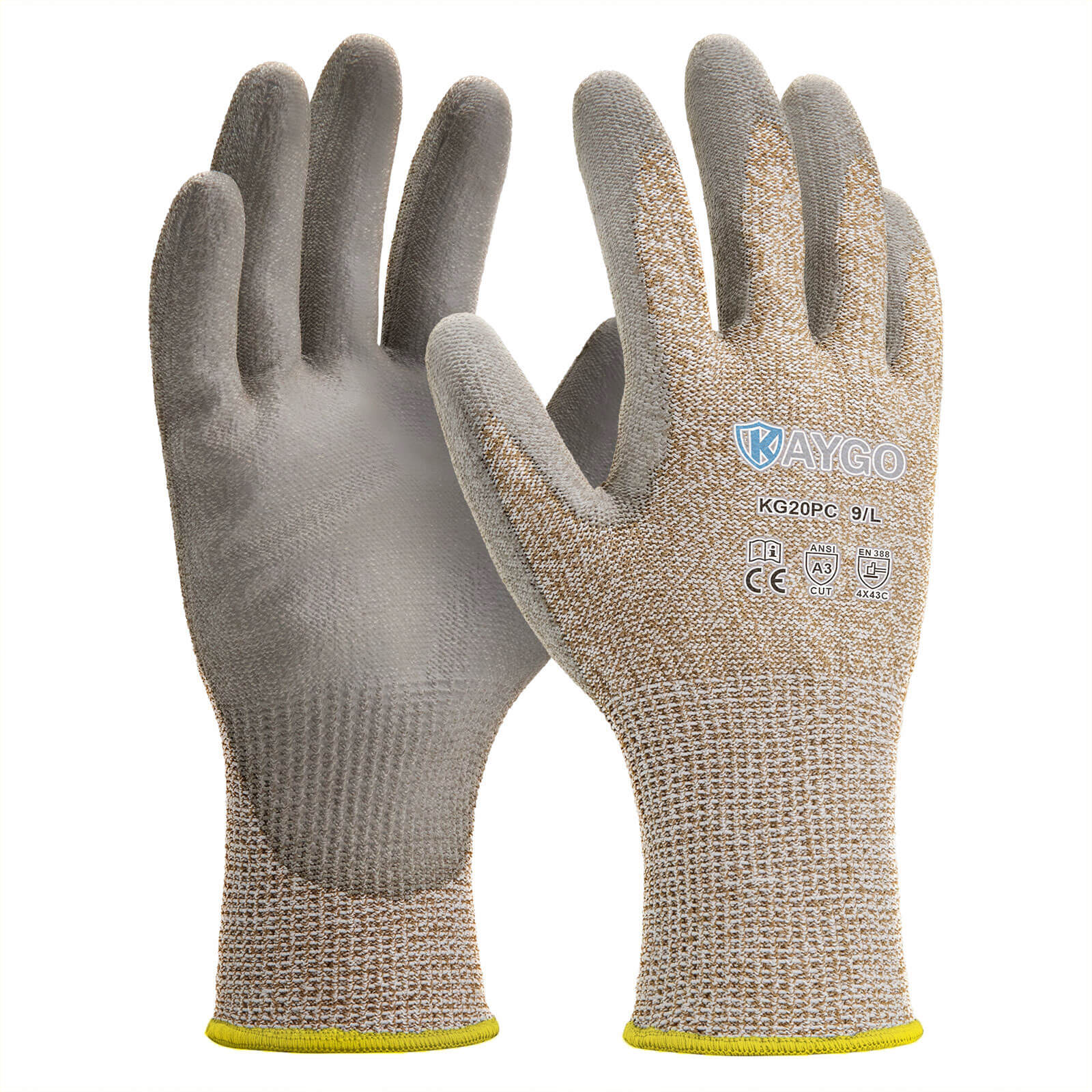 Mechanic Work Gloves-KAYGO KG125L,Black,Heavy duty,Improved dexterity -  Large