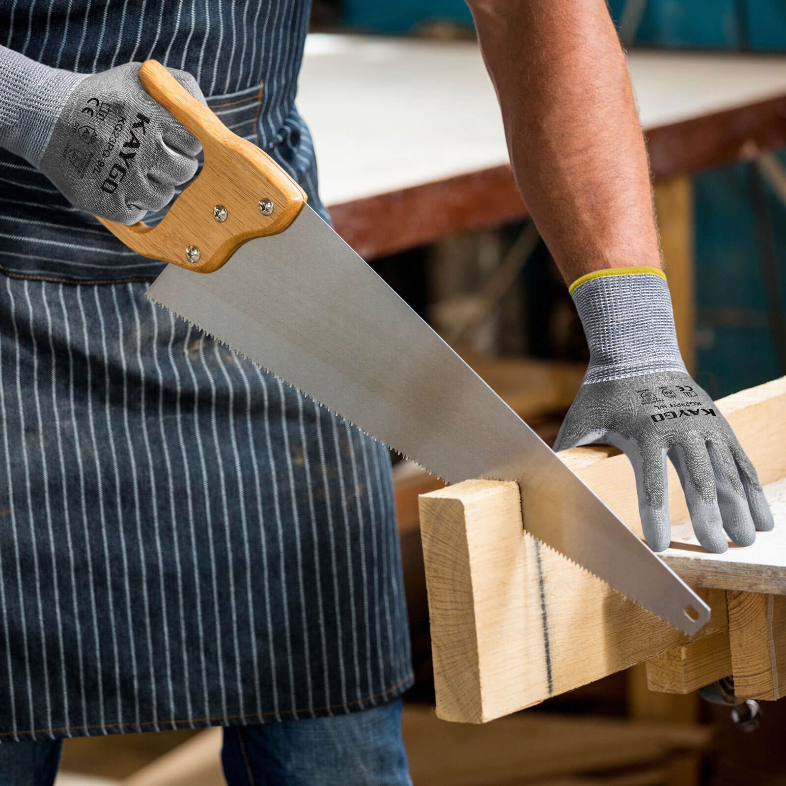 A2 Cut Resistant Gloves with PU Coated Smooth Grip on Palm & Fingers