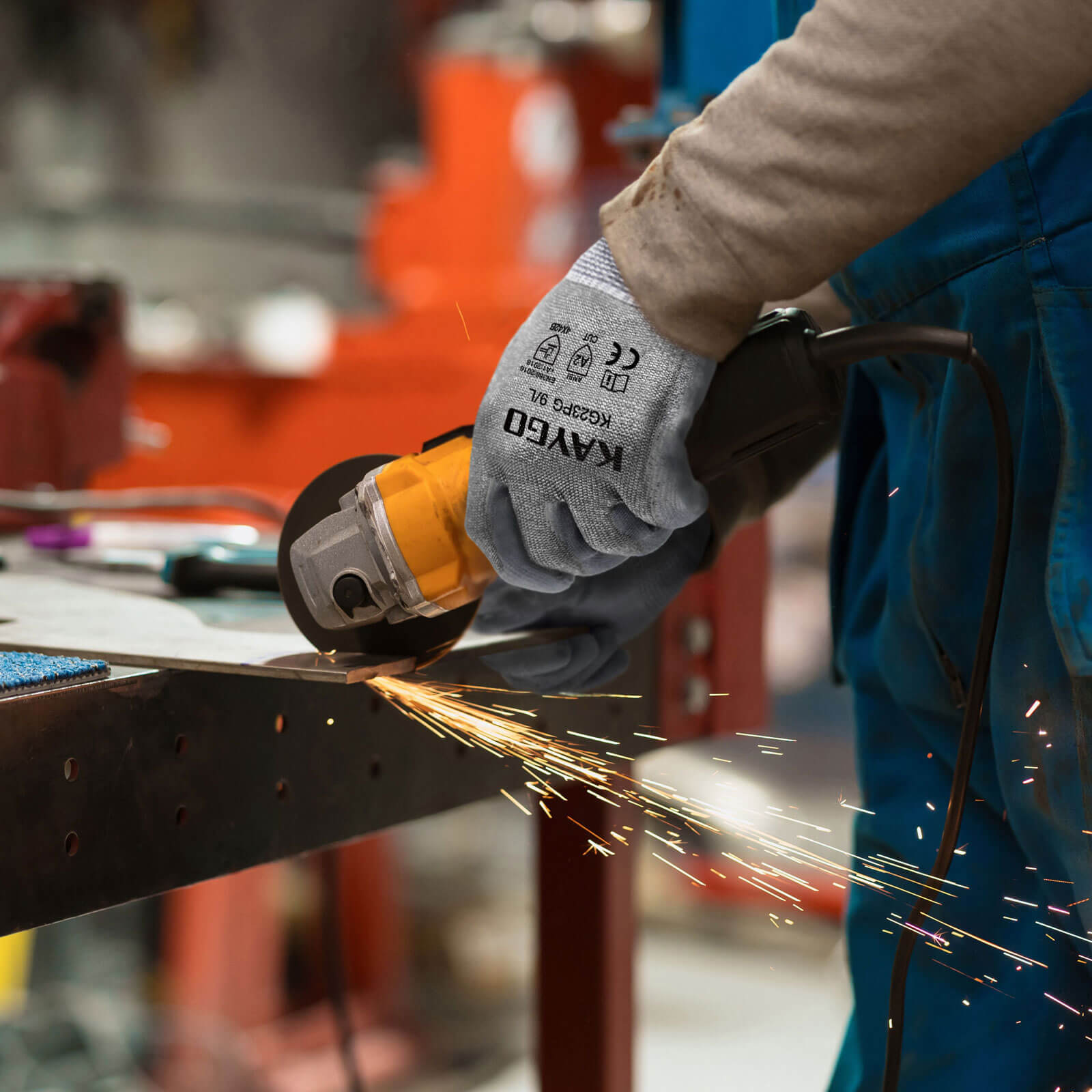 A2 Cut Resistant Gloves with PU Coated Smooth Grip on Palm & Fingers