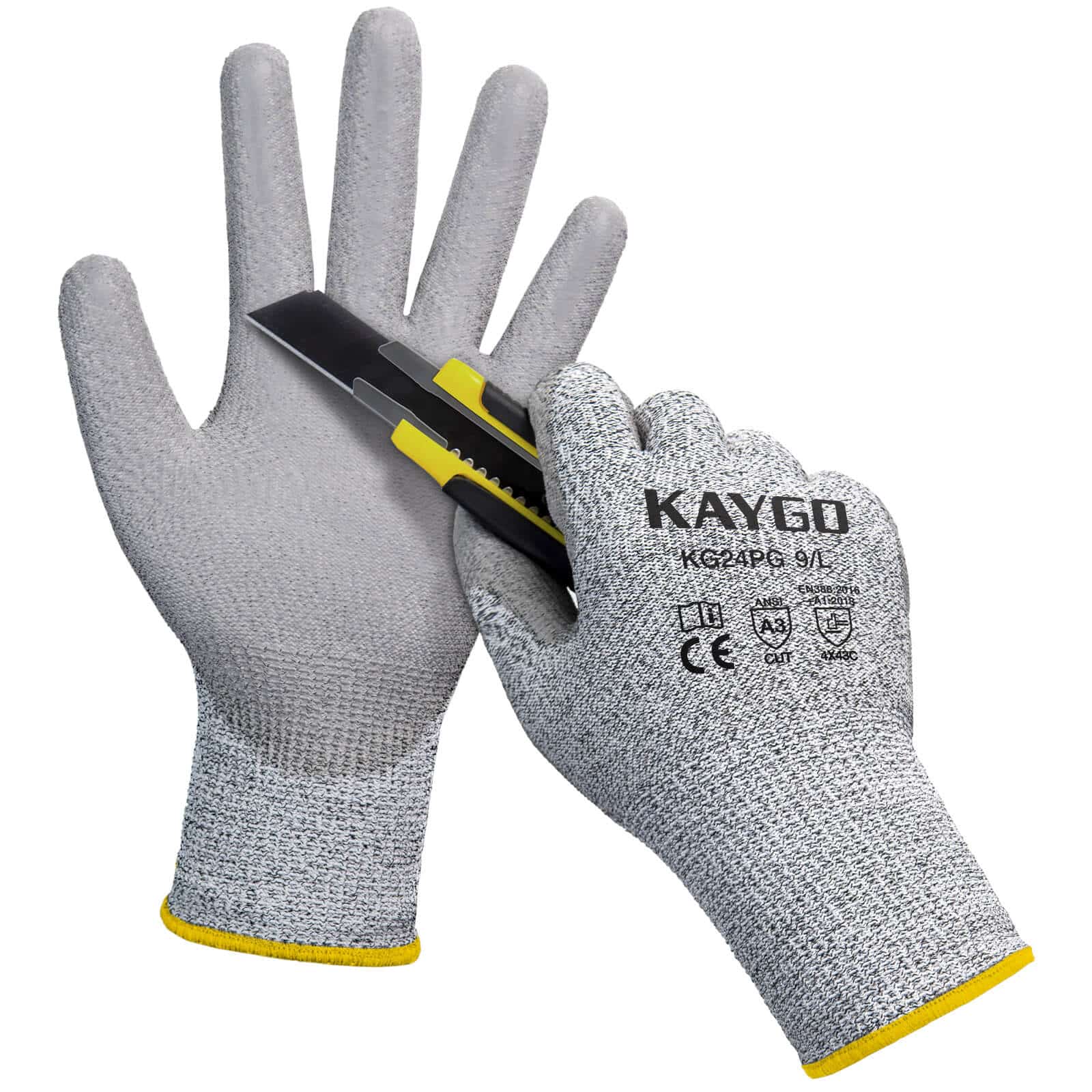 KAYGO Guanti Da Lavoro Anti-Impatto Livello C, Resistenza Al Taglio, Rivestimento Nitrile - Taglia XL (10)
