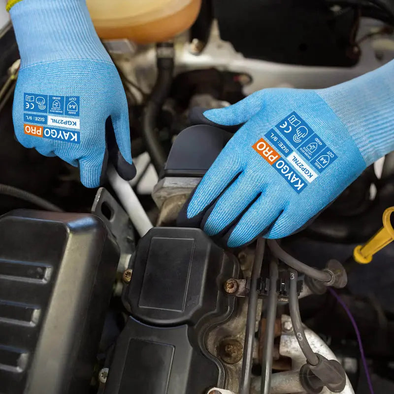 A4 Cut Resistant Gloves with Nitrile Coated MicroFoam Grip on Palm & Fingers - Touchscreen Compatible