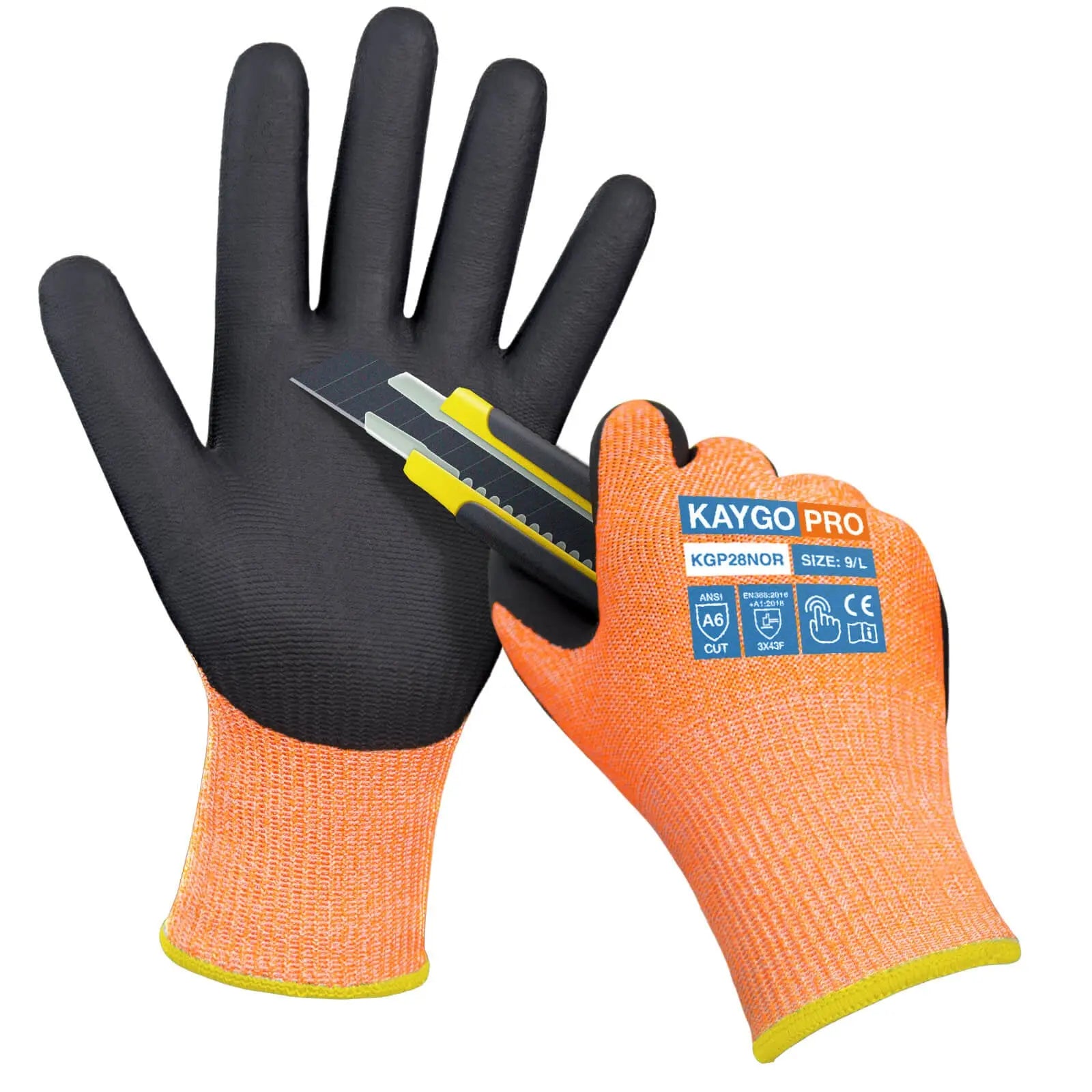 A6 Cut Resistant Gloves with Nitrile Coated MicroFoam Grip on Palm & Fingers - Touchscreen Compatible