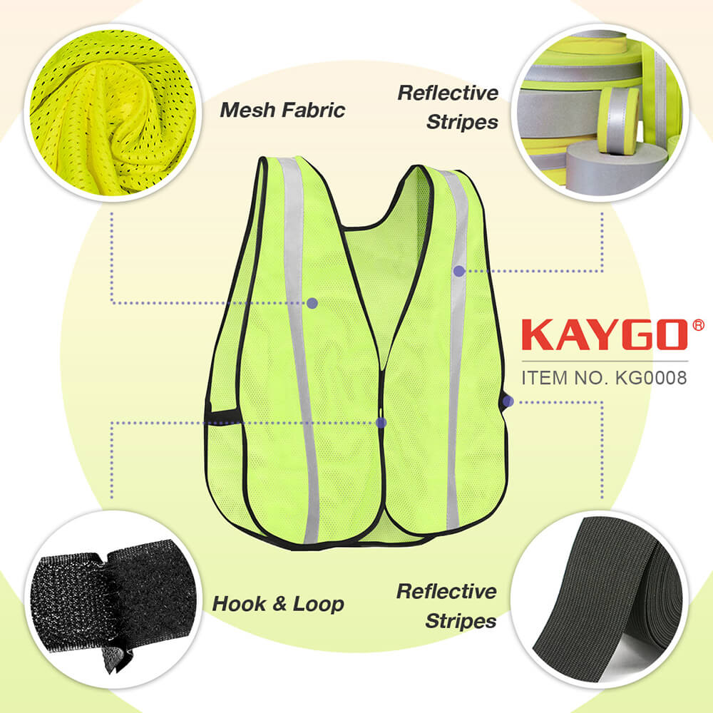 KG0008 Hi Vis Safety Vests with Reflective Tape for Men and Women