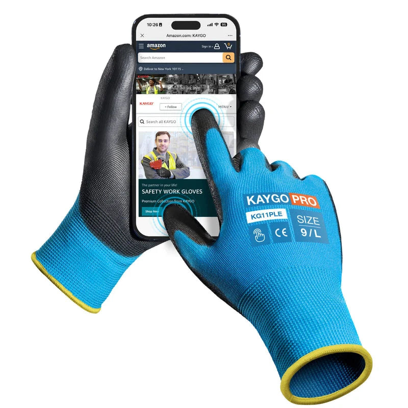 KG11 Seamless Knit Polyester Work Gloves with Polyurethane Coated on Palm and Fingers