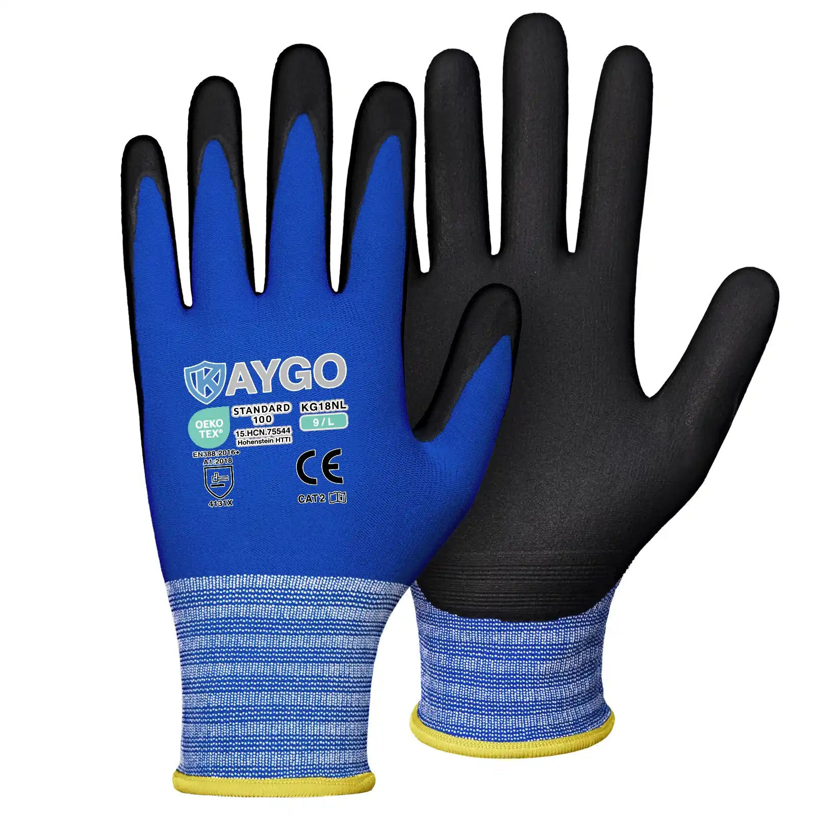 KG18N Seamless Knit Nylon Work Gloves with Microfoam Nitrile Coated on Palm and Fingers 6Pairs/12Pairs Pack