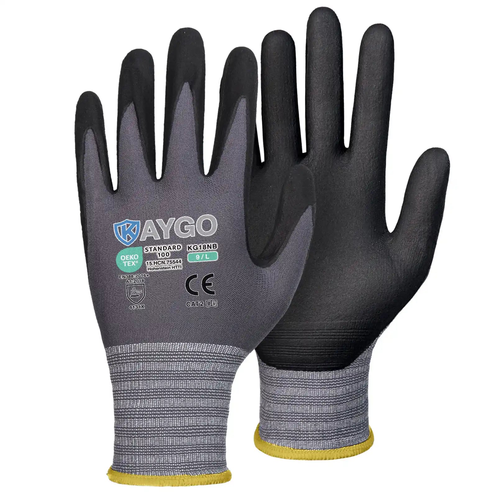 KG18N Seamless Knit Nylon Work Gloves with Microfoam Nitrile Coated on Palm and Fingers