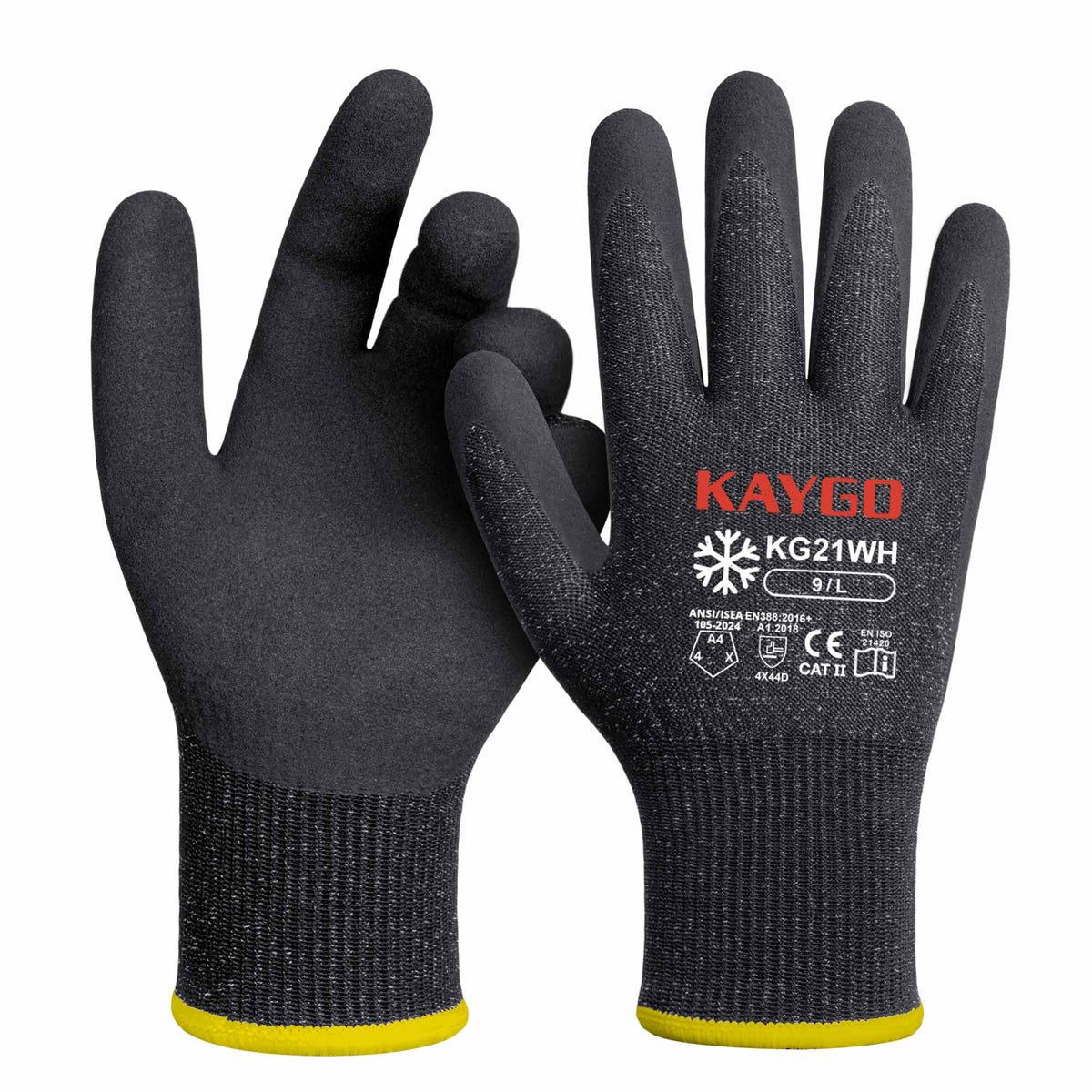 KG21W A4 Cut Resistant Winter Work Gloves with Sandy Nitrile Grip for Construction, Metal Handling & Industrial Maintenance