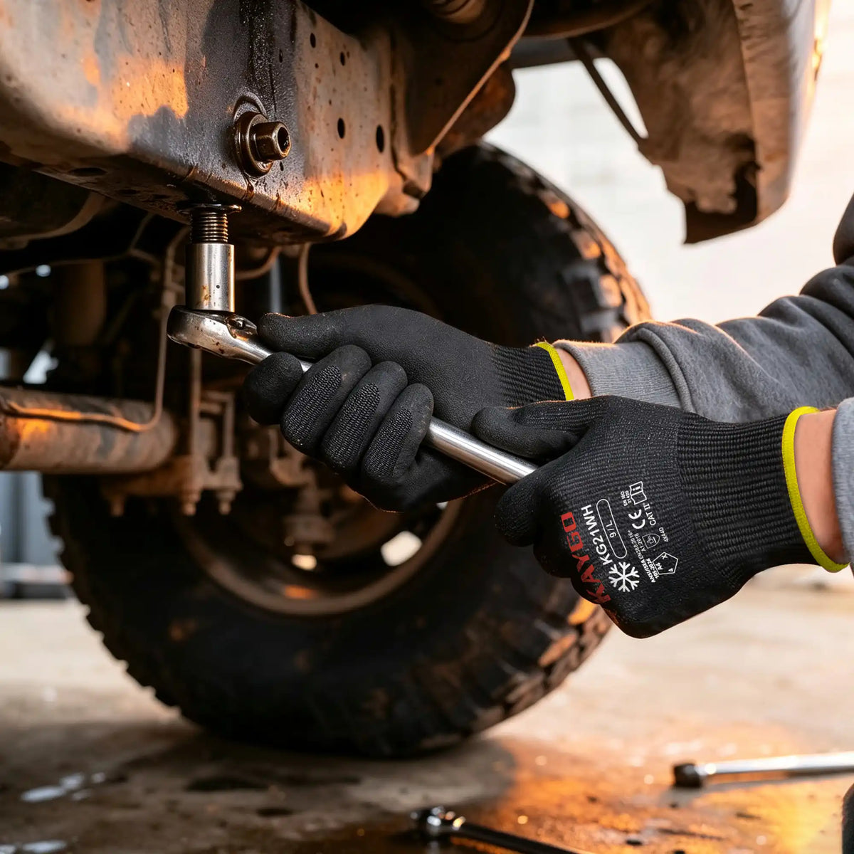 KG21W A4 Cut Resistant Winter Work Gloves with Sandy Nitrile Grip for Construction, Metal Handling & Industrial Maintenance