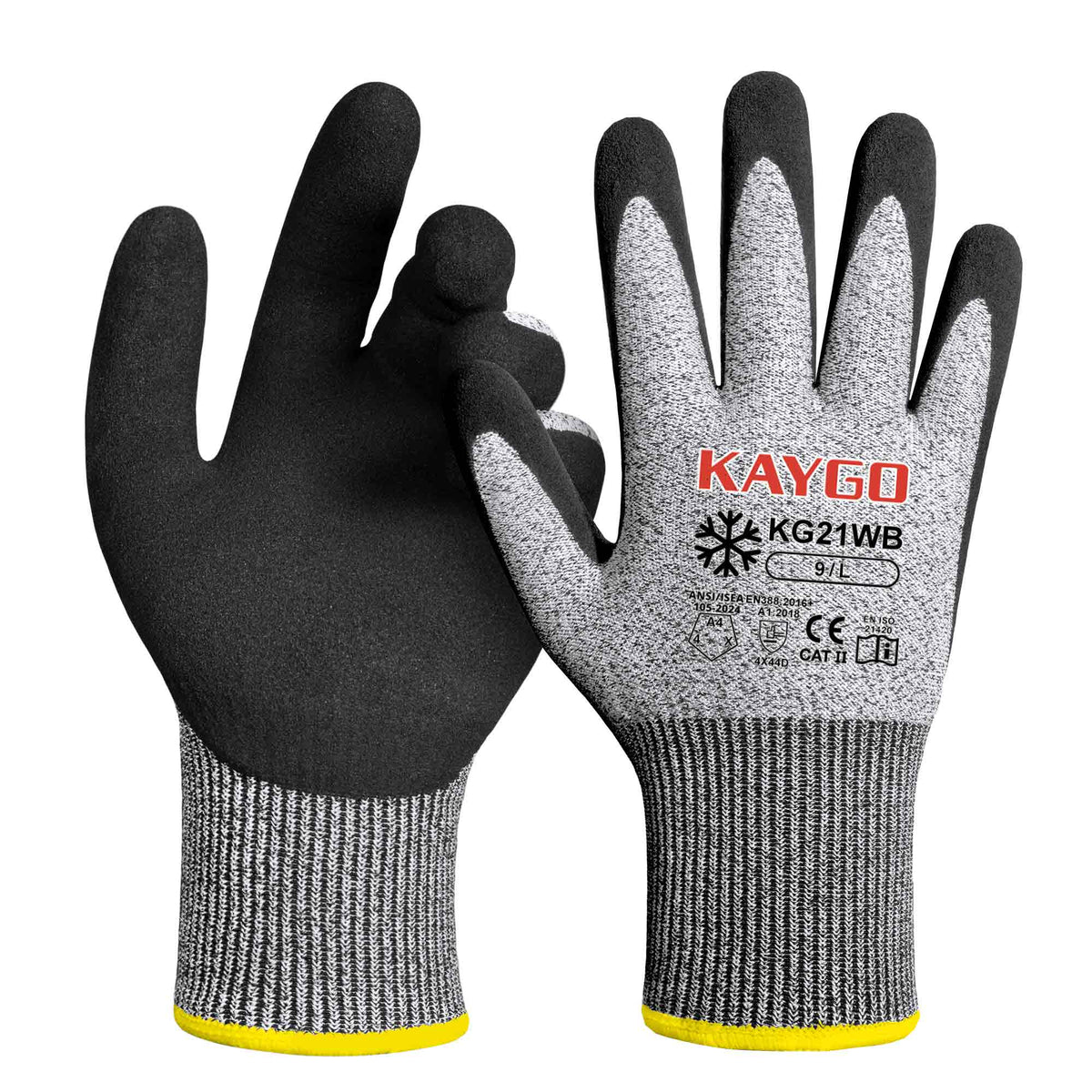 KG21W A4 Cut Resistant Winter Work Gloves with Sandy Nitrile Grip for Construction, Metal Handling & Industrial Maintenance
