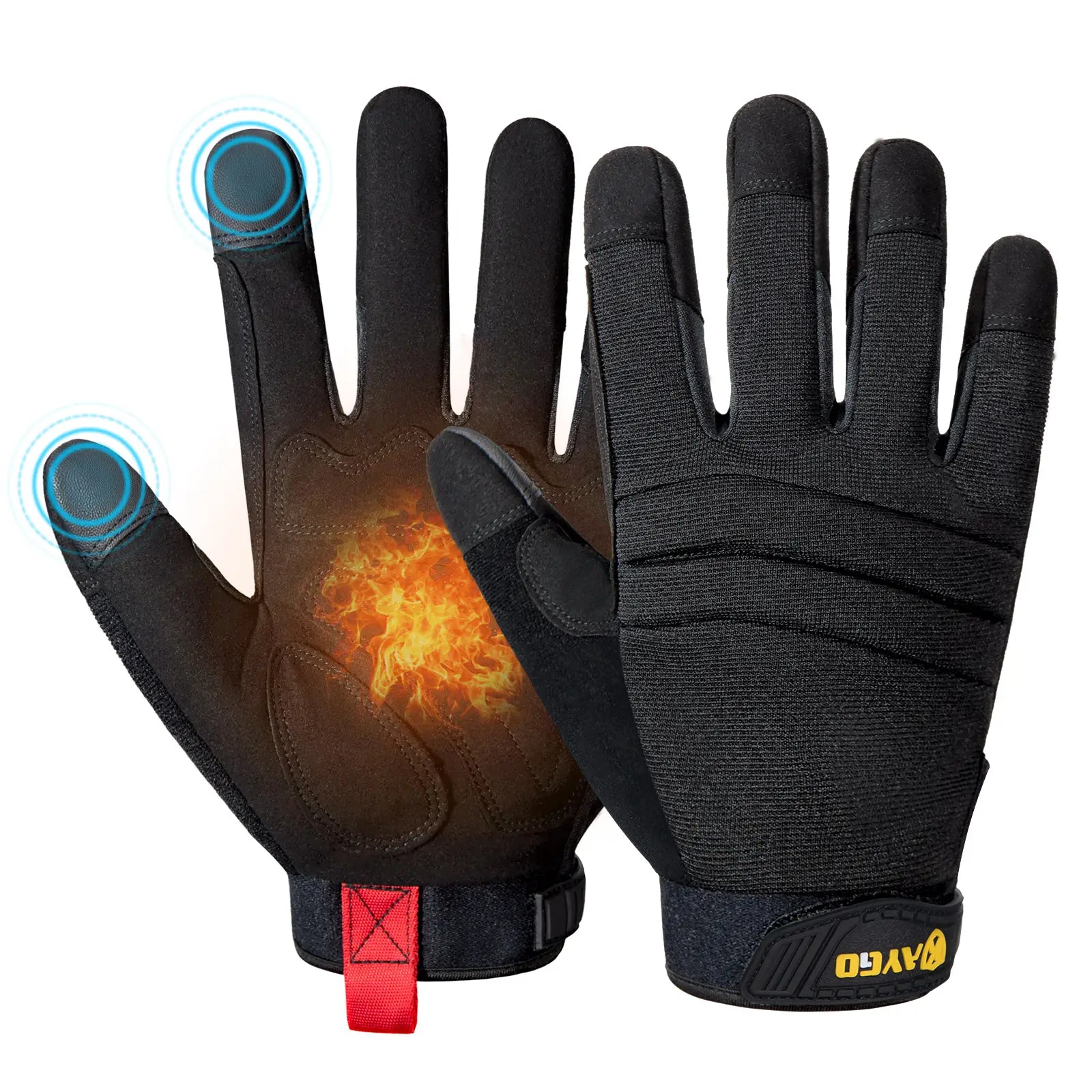 KAYGO KG127W Winter Mechanic Work Gloves – Thermal Insulated with Latex Grip and Touchscreen Compatibility, Double Lining for Cold Weather Protection