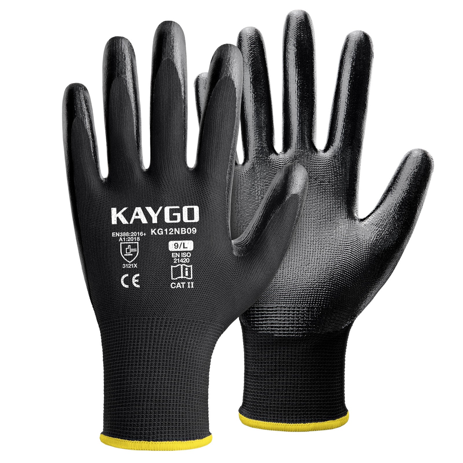 Seamless Knit Polyester Work Gloves with Nitrile Coated on Palm and Fingers