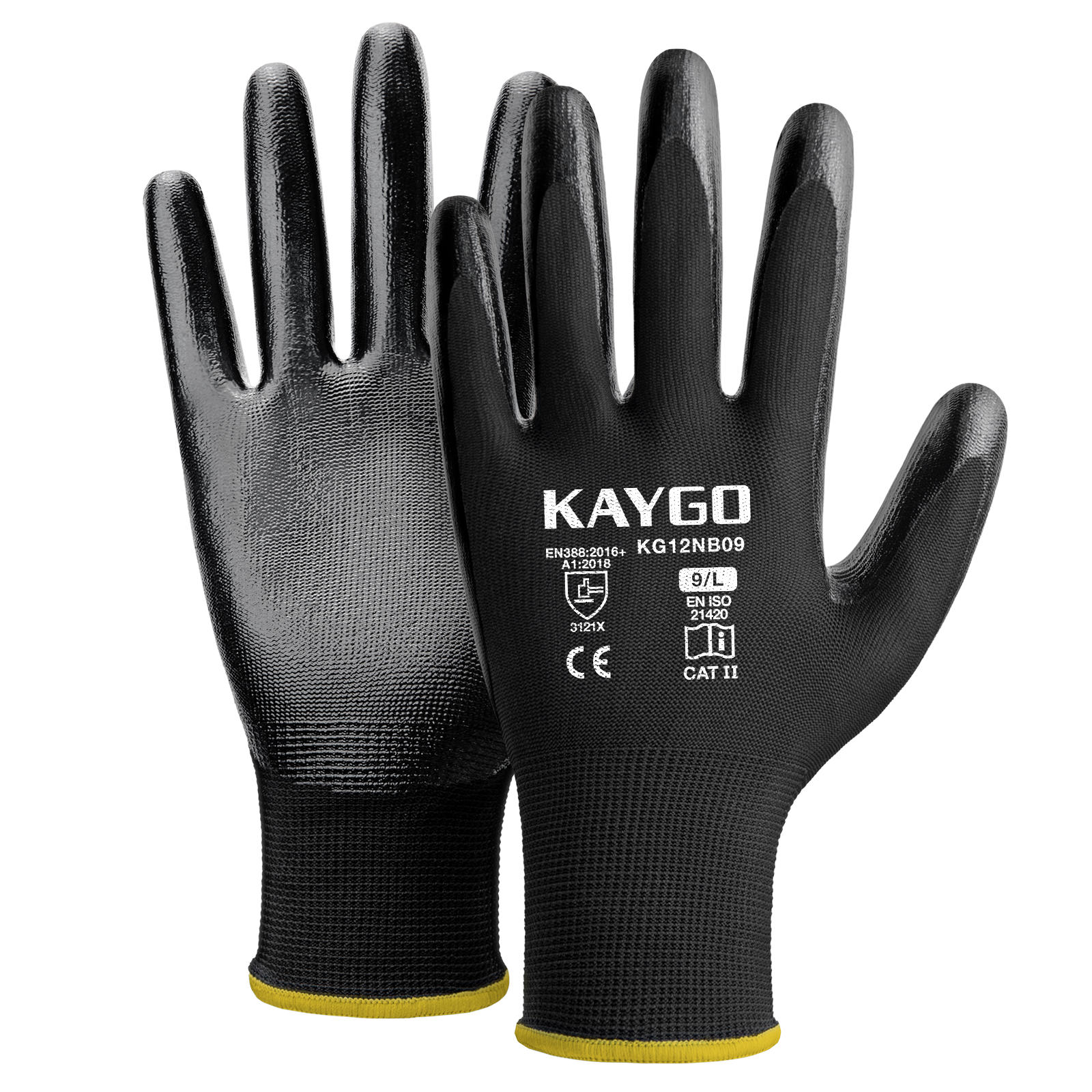 Seamless Knit Polyester Work Gloves with Nitrile Coated on Palm and Fingers