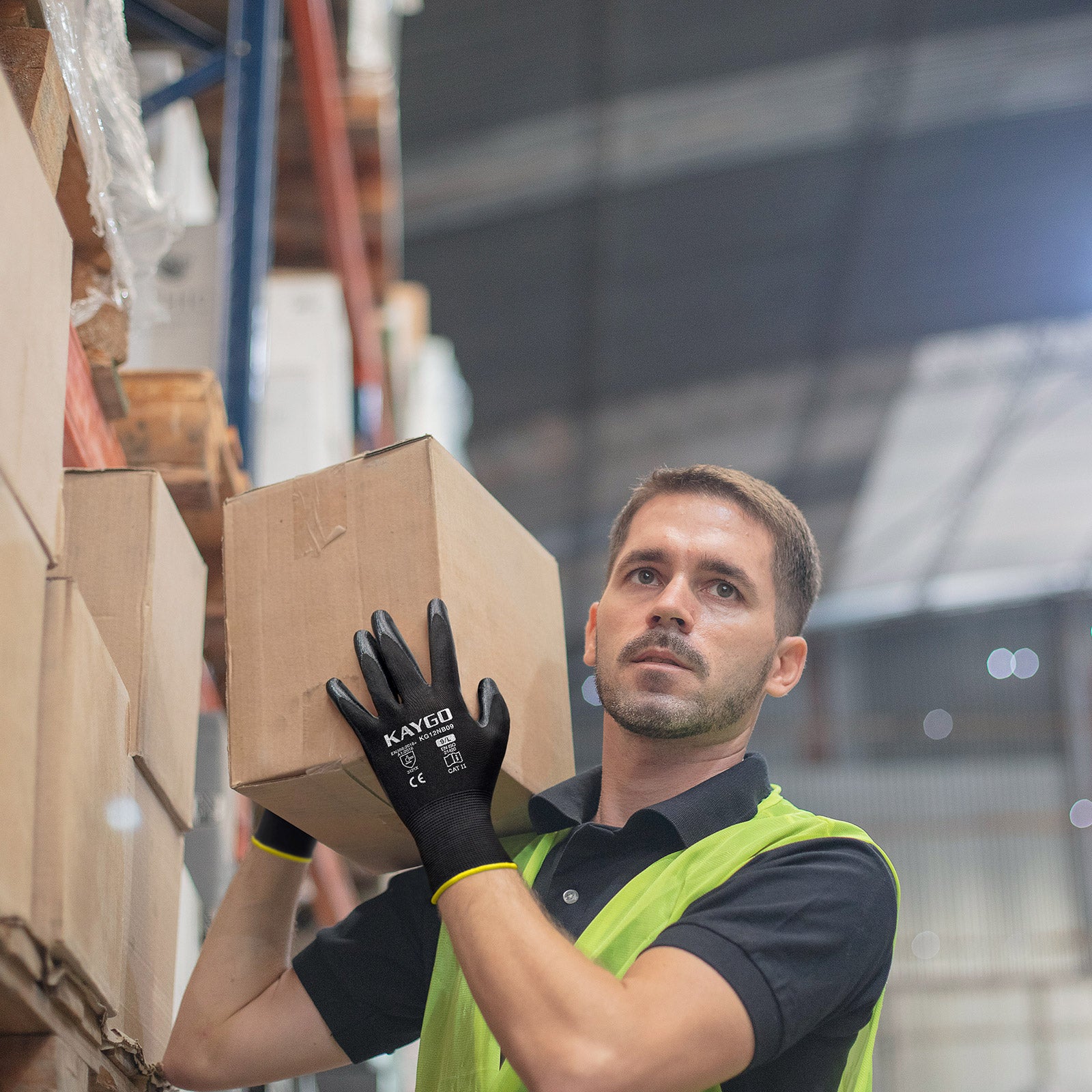 Seamless Knit Polyester Work Gloves with Nitrile Coated on Palm and Fingers