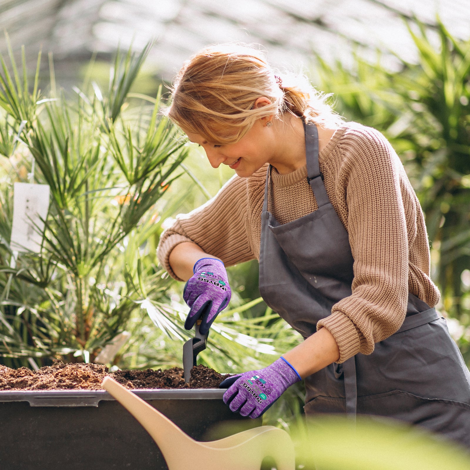 KAYGO KGE19L Sandy Latex Coated Work Gloves for Gardening, Landscaping & General Handling