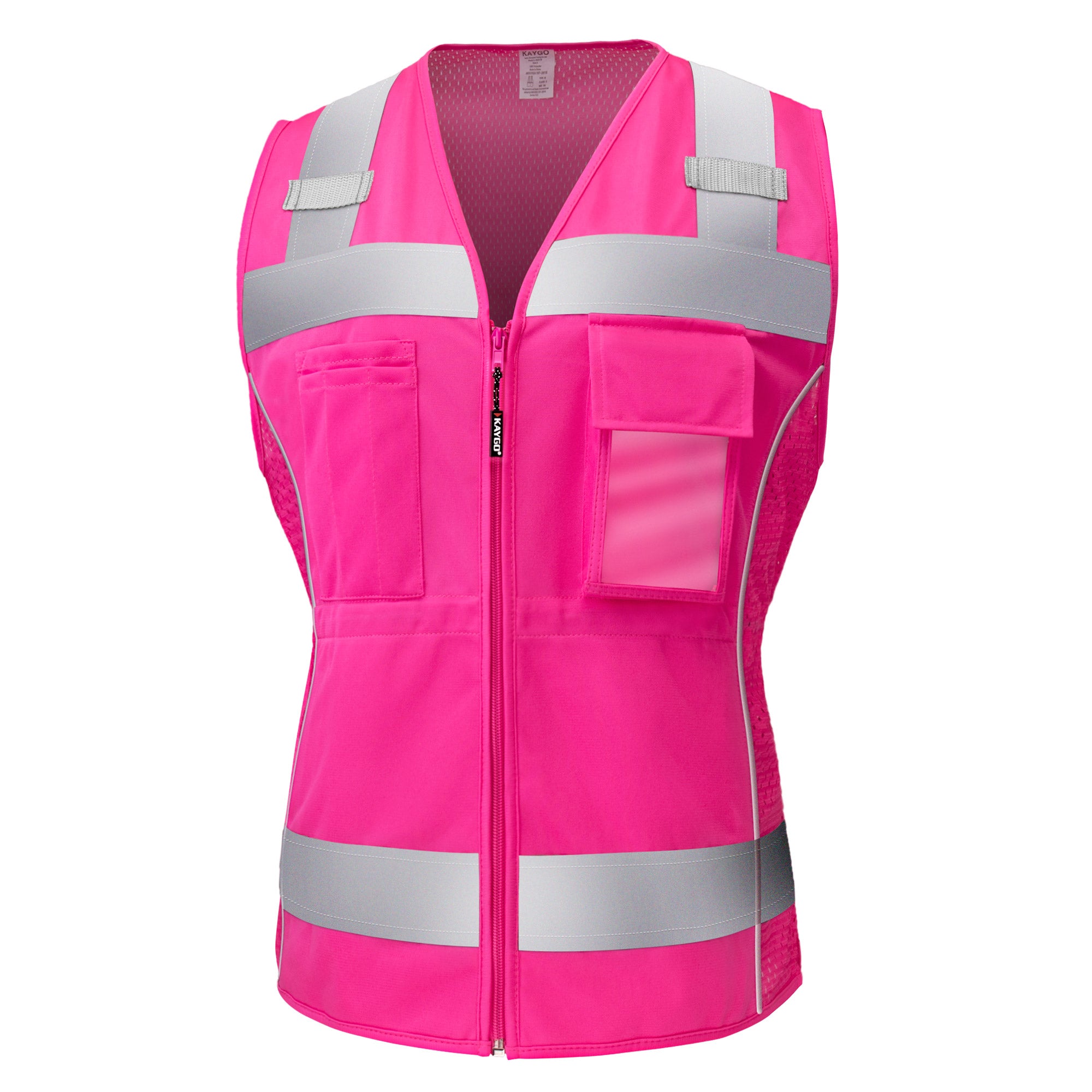 High Visibility Women Safety Vest, 8 Pockets Reflective vest with adjustable waist line,Slim Fit