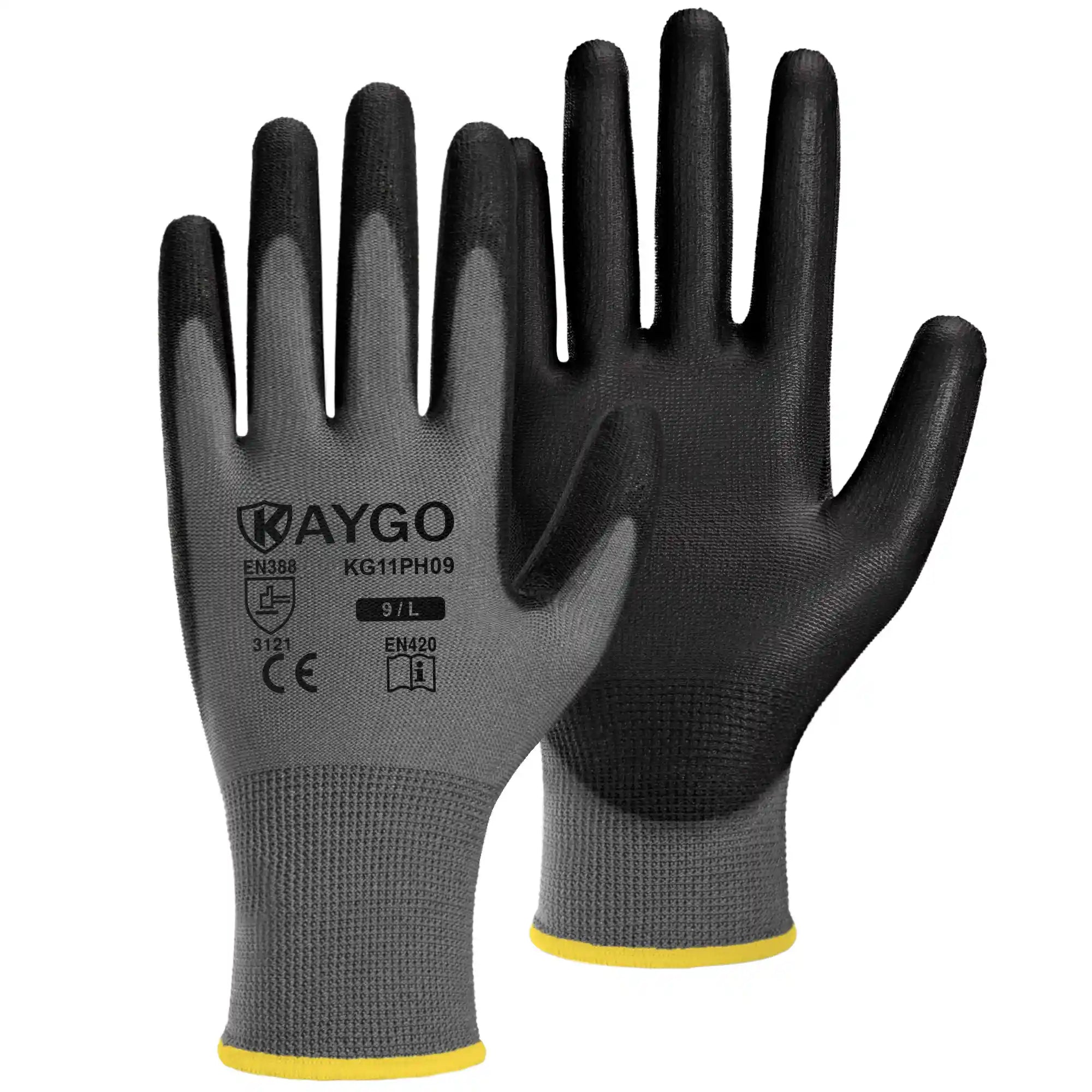 KG11 Seamless Knit Polyester Work Gloves with Polyurethane Coated on Palm and Fingers