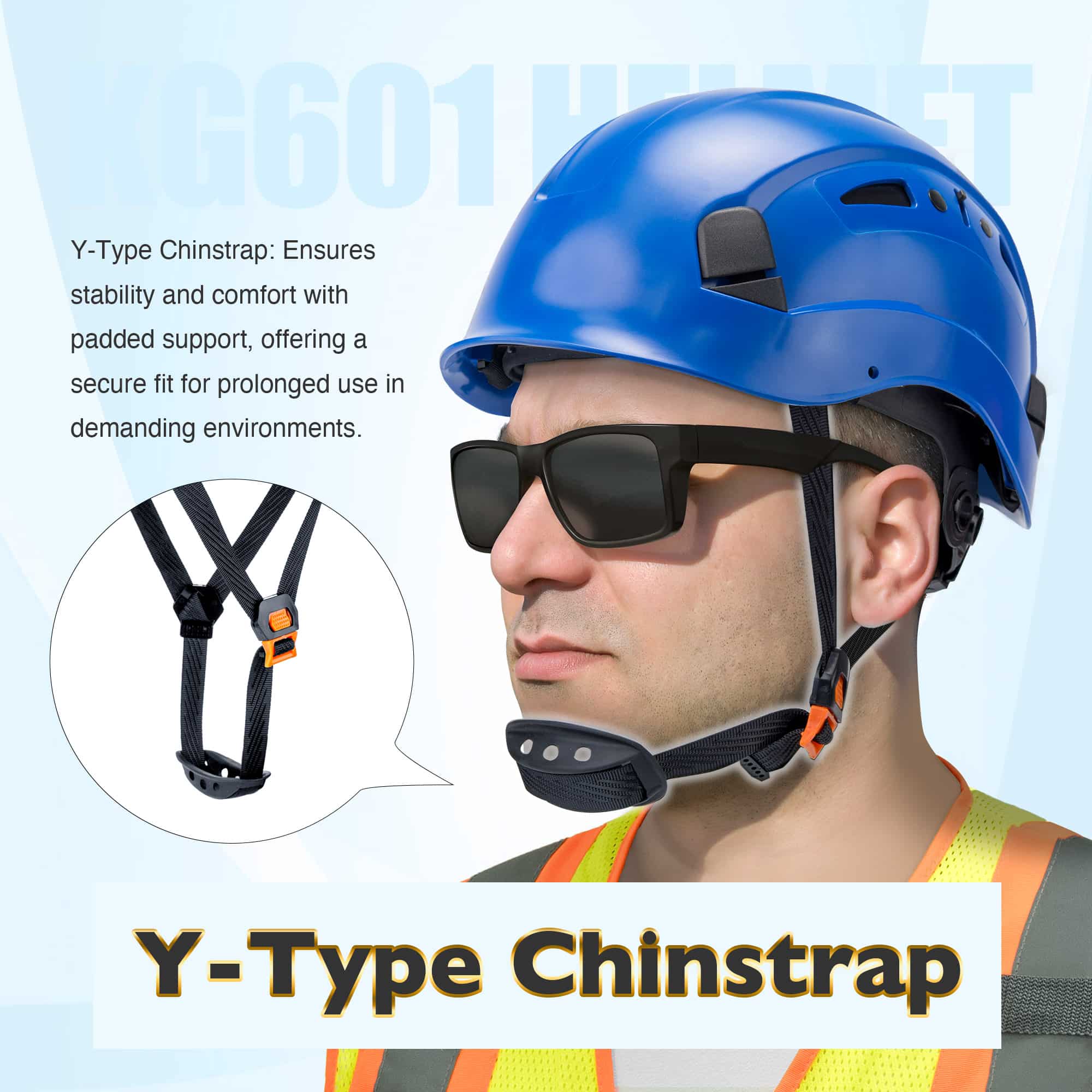 KAYGO KG601 Safety Helmet with Adjustable Fit, Chin Strap, and Vented ABS Shell for Construction and Industrial Use