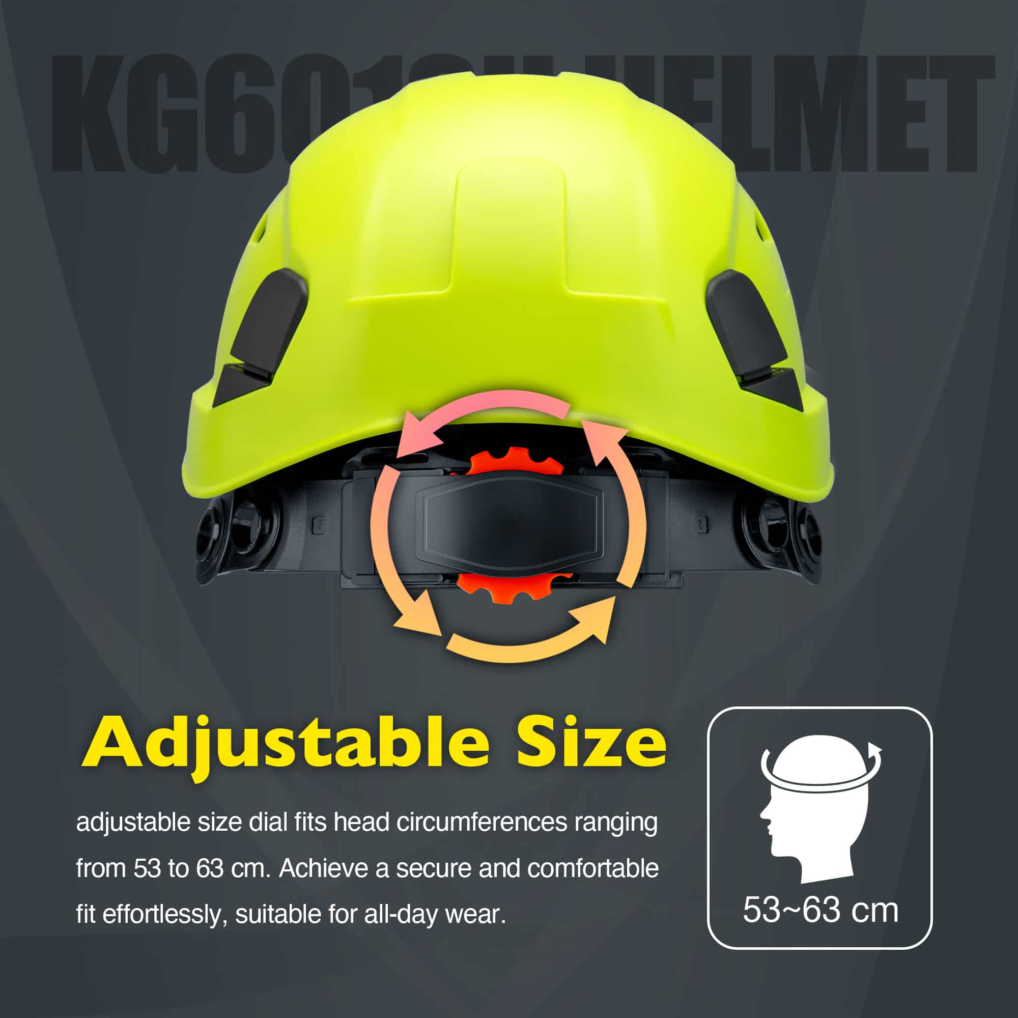 KAYGO KG601 Safety Helmet with Adjustable Fit, Chin Strap, and Vented ABS Shell for Construction and Industrial Use