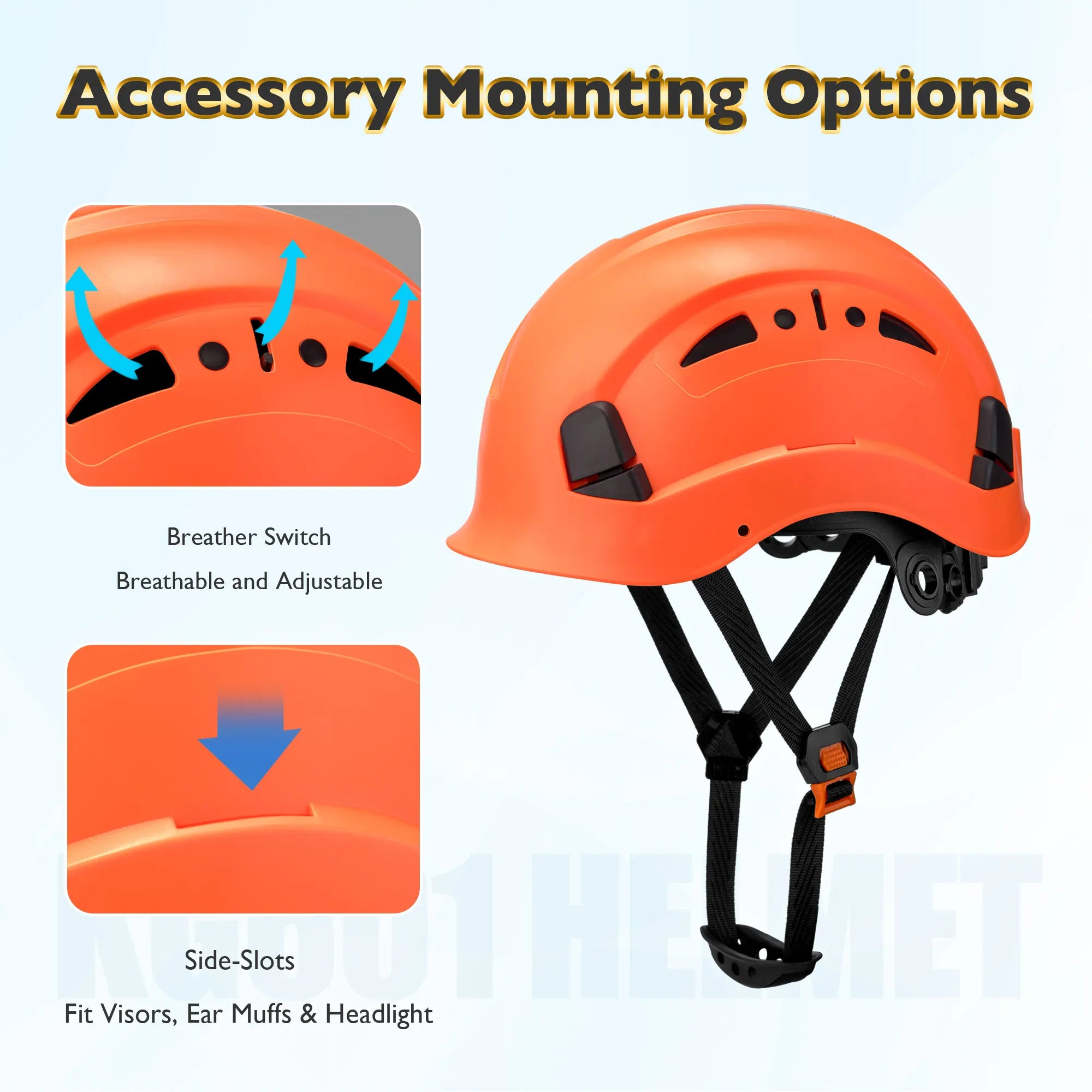 KAYGO KG601 Safety Helmet with Adjustable Fit, Chin Strap, and Vented ABS Shell for Construction and Industrial Use