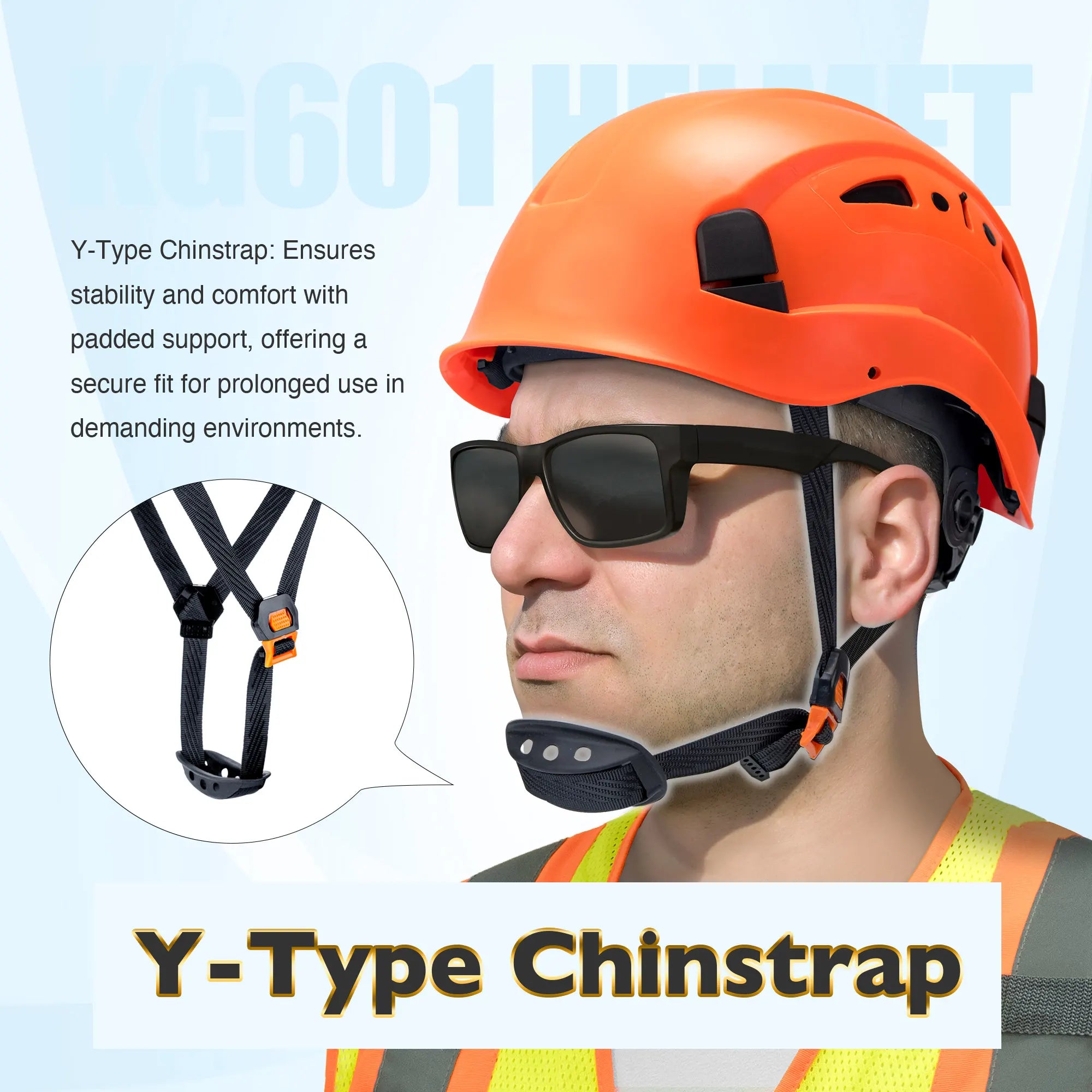 KAYGO KG601 Safety Helmet with Adjustable Fit, Chin Strap, and Vented ABS Shell for Construction and Industrial Use