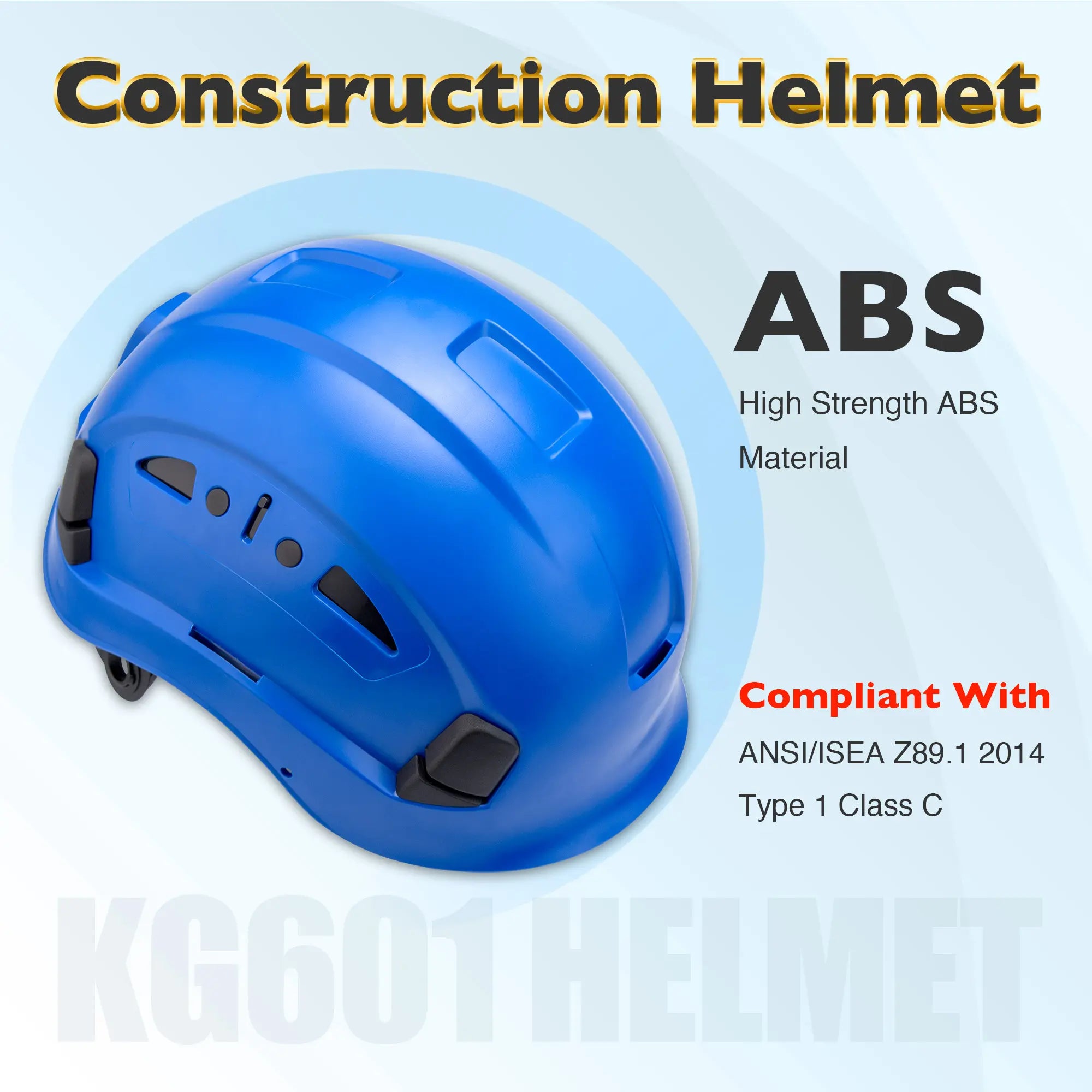 KAYGO KG601 Safety Helmet with Adjustable Fit, Chin Strap, and Vented ABS Shell for Construction and Industrial Use