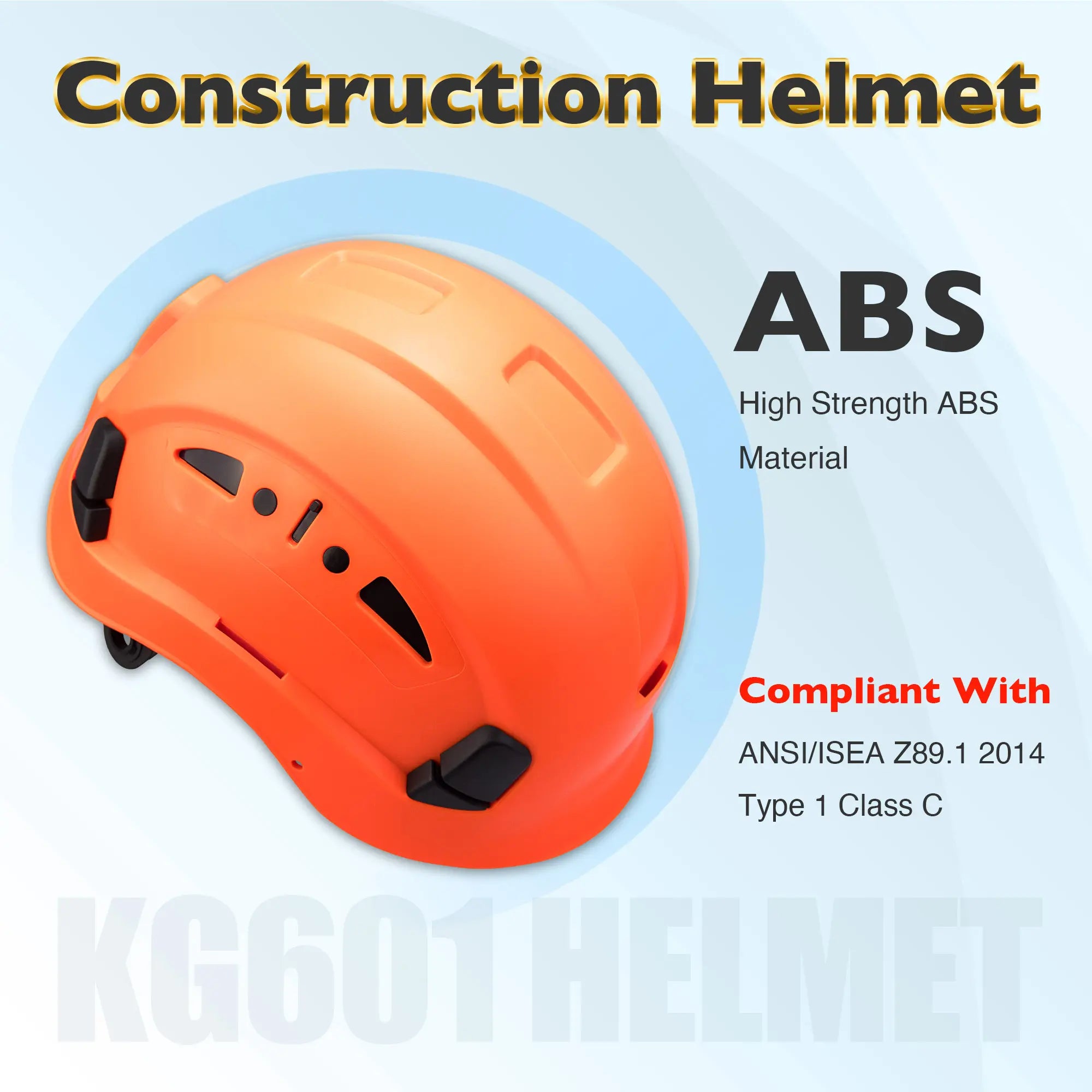 KAYGO KG601 Safety Helmet with Adjustable Fit, Chin Strap, and Vented ABS Shell for Construction and Industrial Use