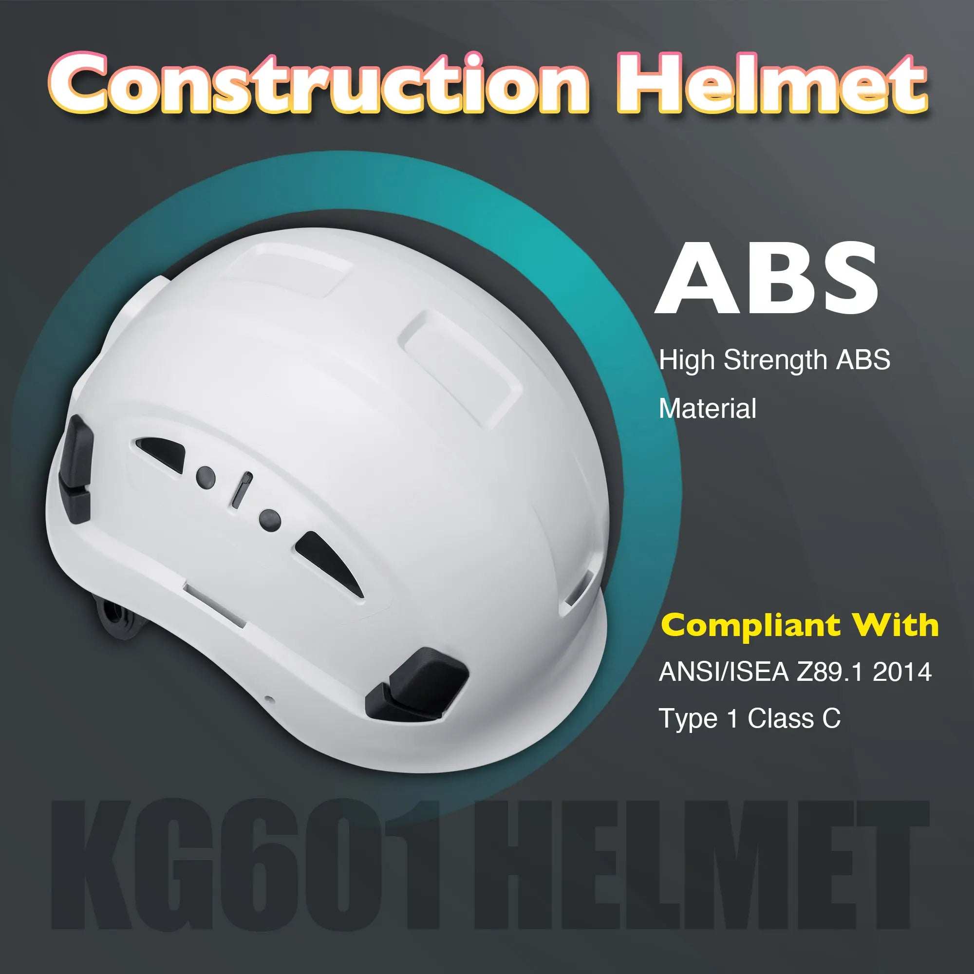 KAYGO KG601 Safety Helmet with Adjustable Fit, Chin Strap, and Vented ABS Shell for Construction and Industrial Use