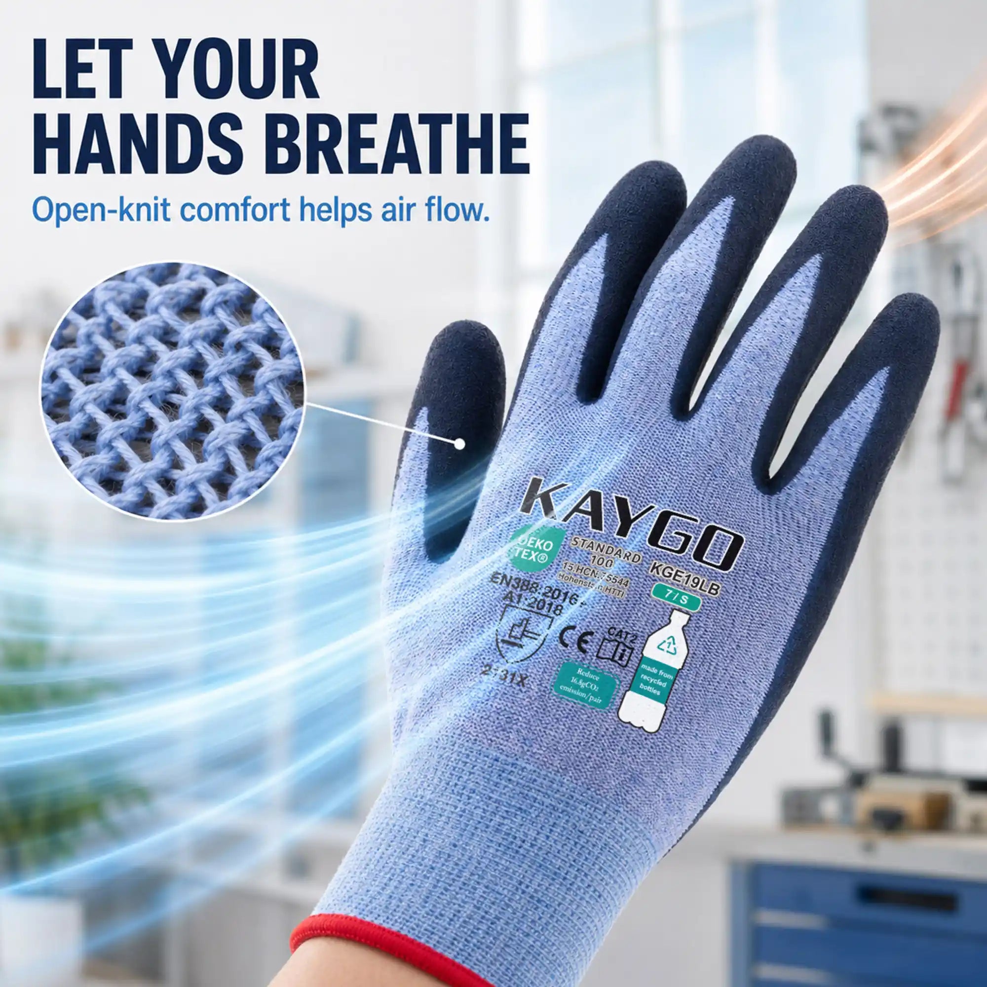 KAYGO KGE19L Sandy Latex Coated Work Gloves for Gardening, Landscaping & General Handling