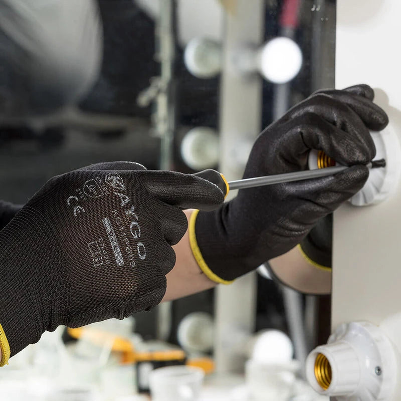 KG11 Seamless Knit Polyester Work Gloves with Polyurethane Coated on Palm and Fingers