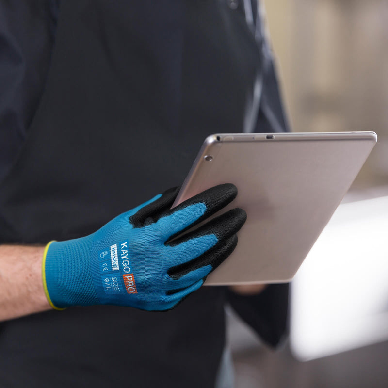 KG11 Seamless Knit Polyester Work Gloves with Polyurethane Coated on Palm and Fingers