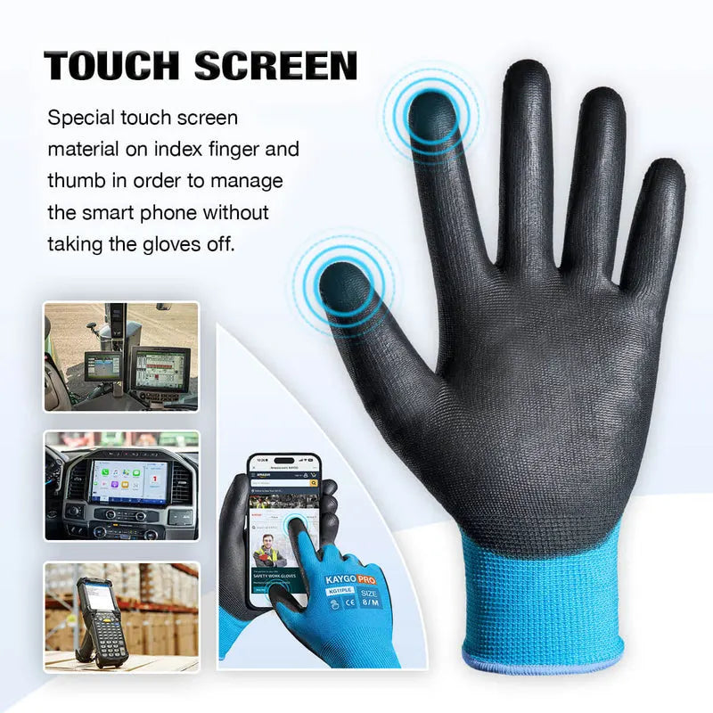 KG11 Seamless Knit Polyester Work Gloves with Polyurethane Coated on Palm and Fingers