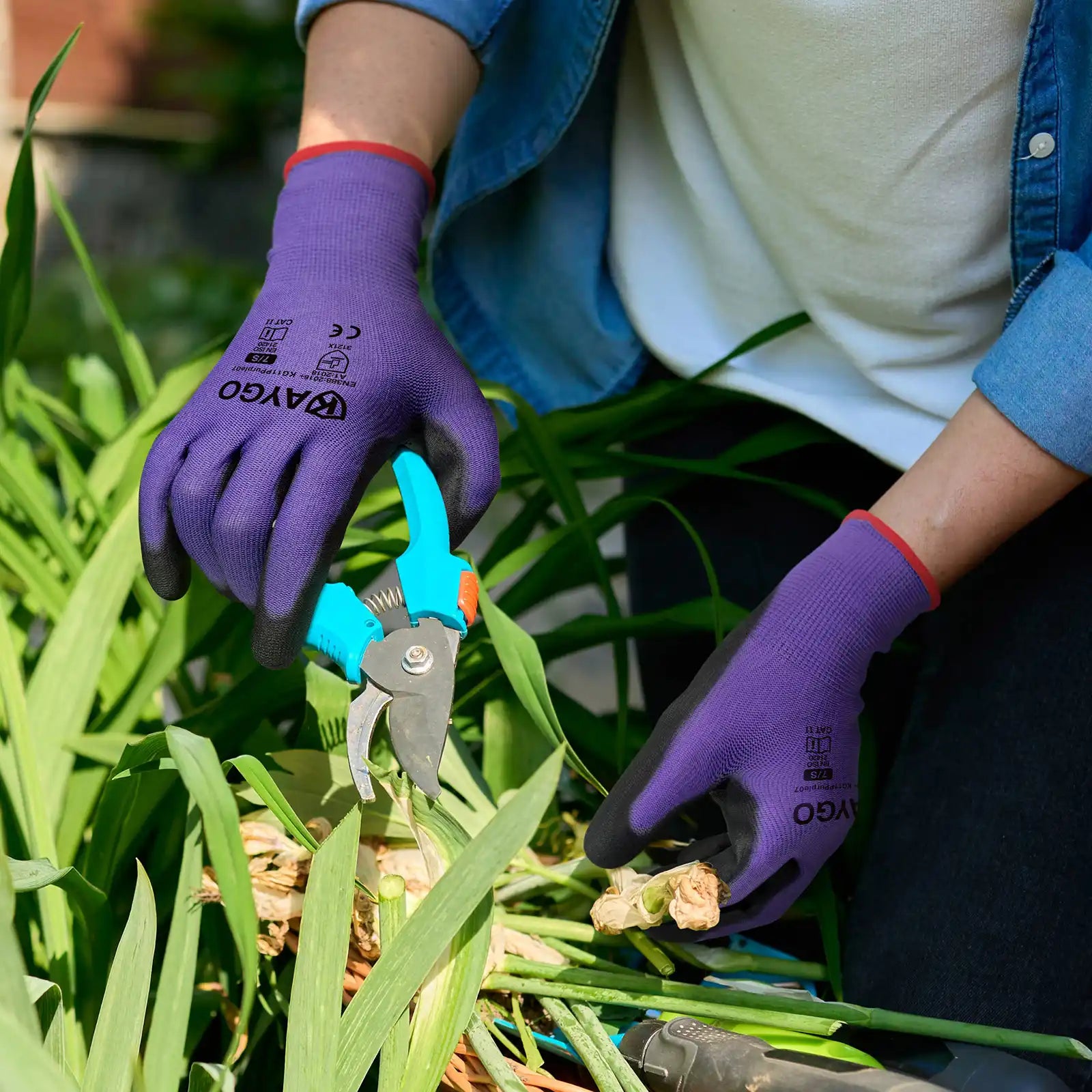 KAYGO KG11P Work Gloves for Precision Assembly, Parcel Sorting & Home Gardening — PU Coated Palm & Fingers (Touchscreen Option)