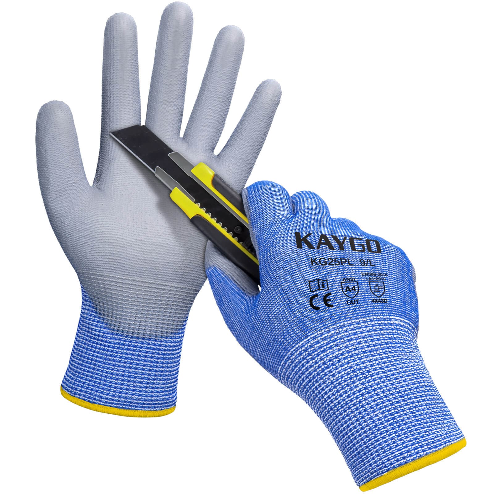 A4 Cut Resistant Gloves with PU Coated Smooth Grip on Palm & Fingers