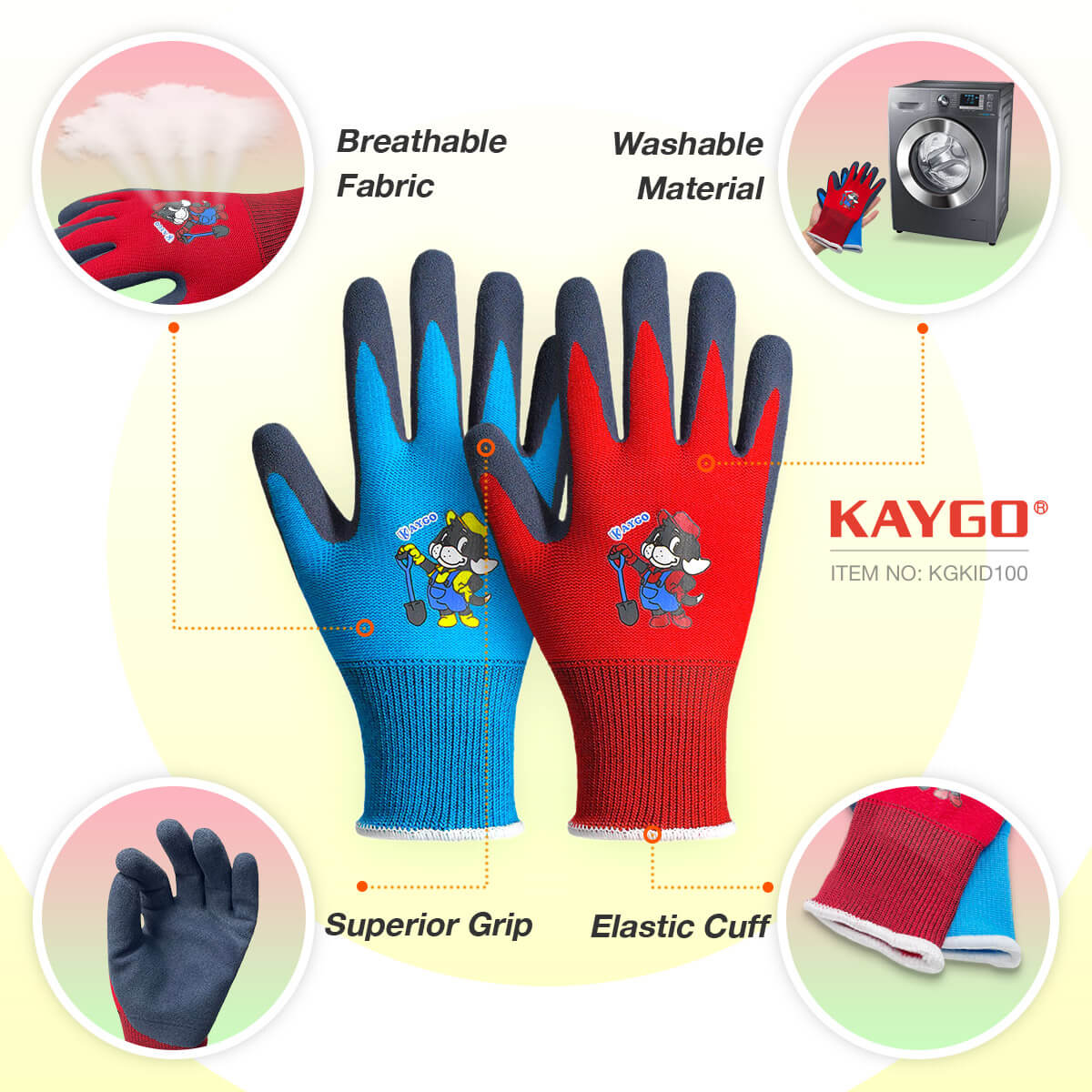Childrens Gloves with Latex Sandy Finish Coated