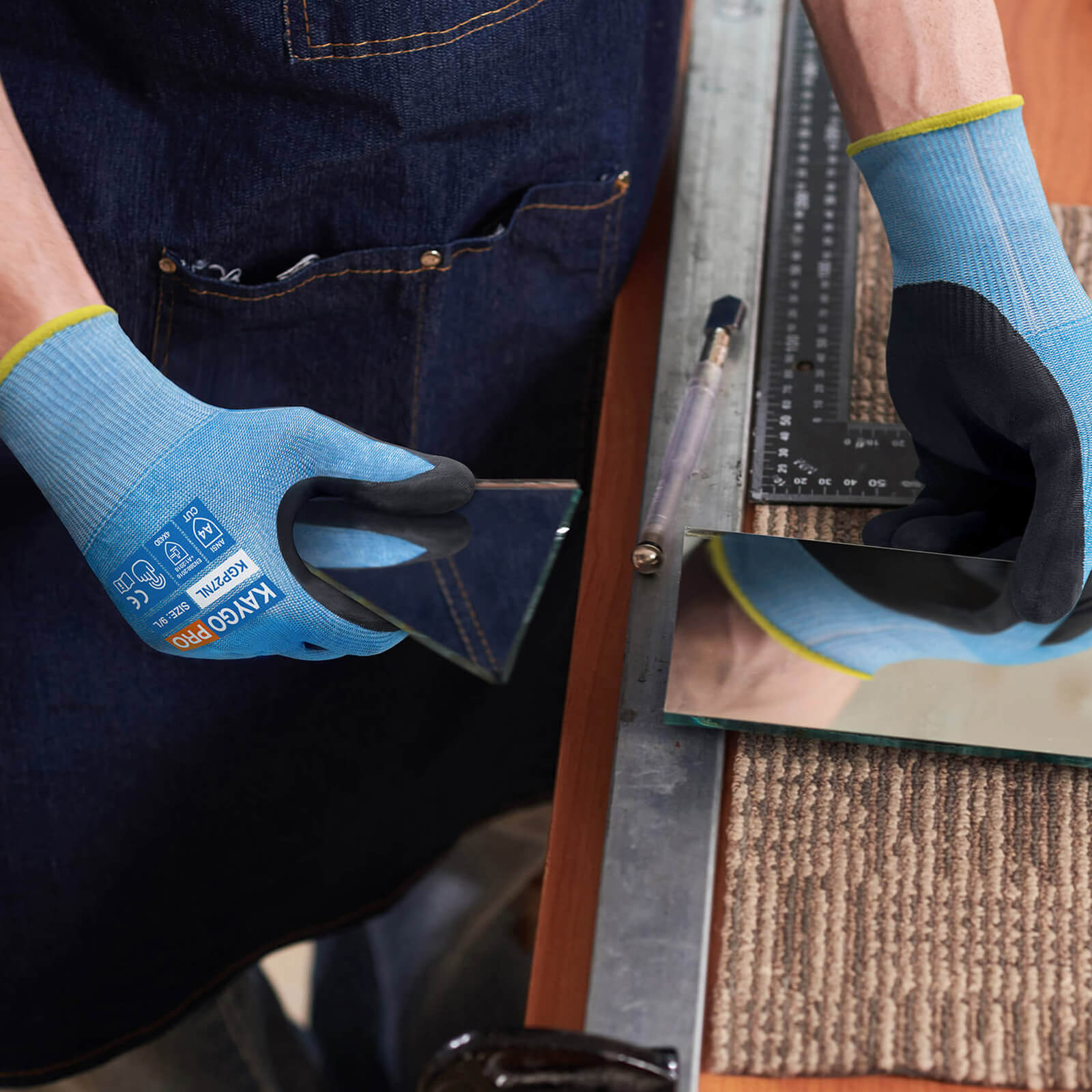 A4 Cut Resistant Gloves with Nitrile Coated MicroFoam Grip on Palm & Fingers - Touchscreen Compatible