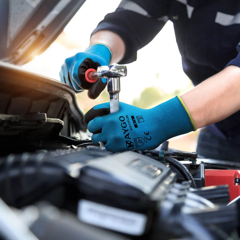 KG11 Seamless Knit Polyester Work Gloves with Polyurethane Coated on Palm and Fingers