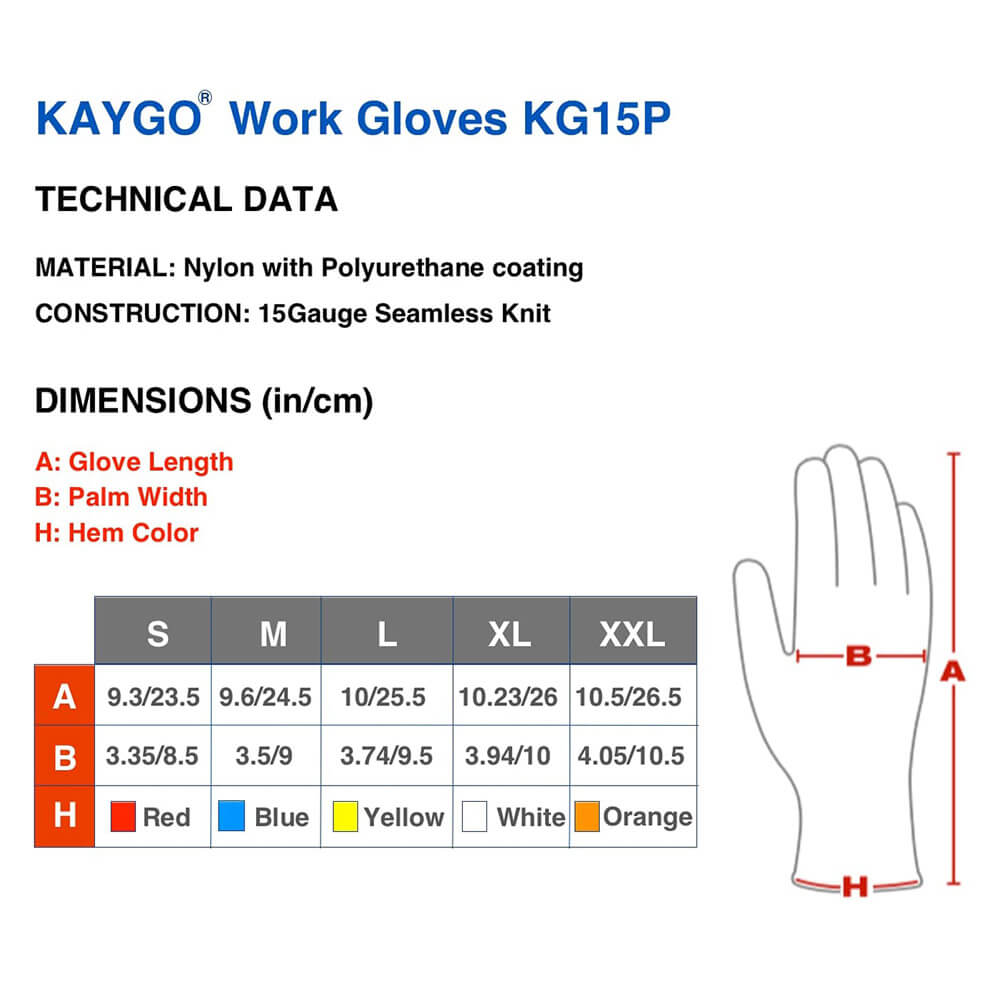 Kaygo-KG15PE-Work-Gloves-Size