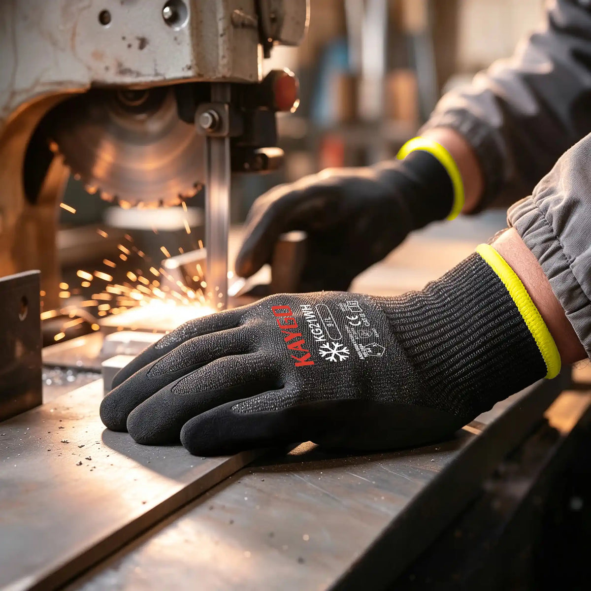 KG21W A4 Cut Resistant Winter Work Gloves with Sandy Nitrile Grip for Construction, Metal Handling & Industrial Maintenance