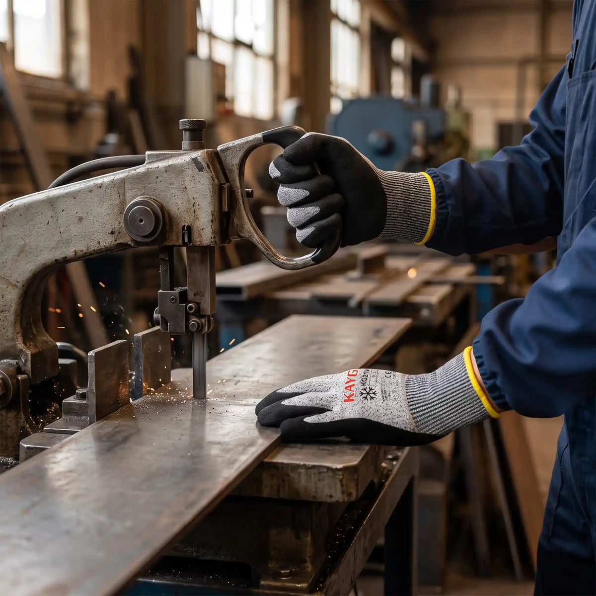 KG21W A4 Cut Resistant Winter Work Gloves with Sandy Nitrile Grip for Construction, Metal Handling & Industrial Maintenance