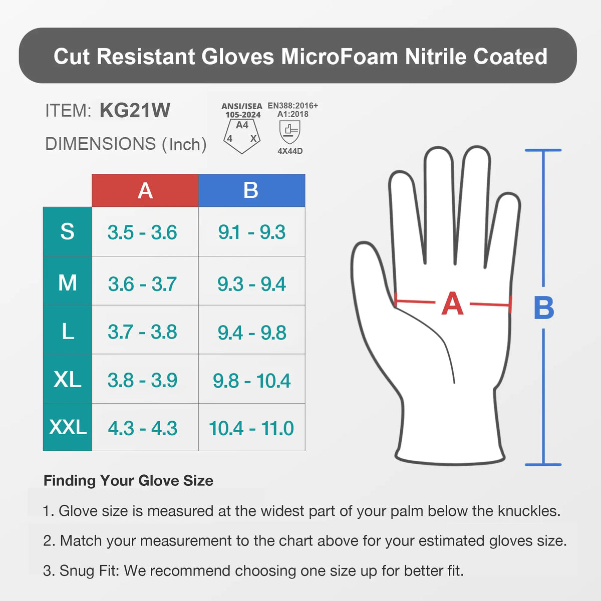 KG21W A4 Cut Resistant Winter Work Gloves with Sandy Nitrile Grip for Construction, Metal Handling & Industrial Maintenance
