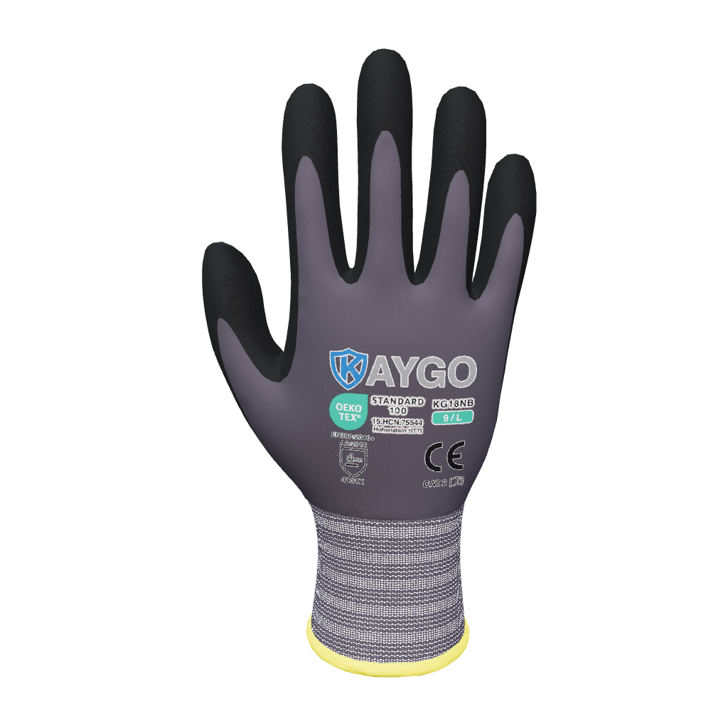KG18N Seamless Knit Nylon Work Gloves with Microfoam Nitrile Coated on Palm and Fingers