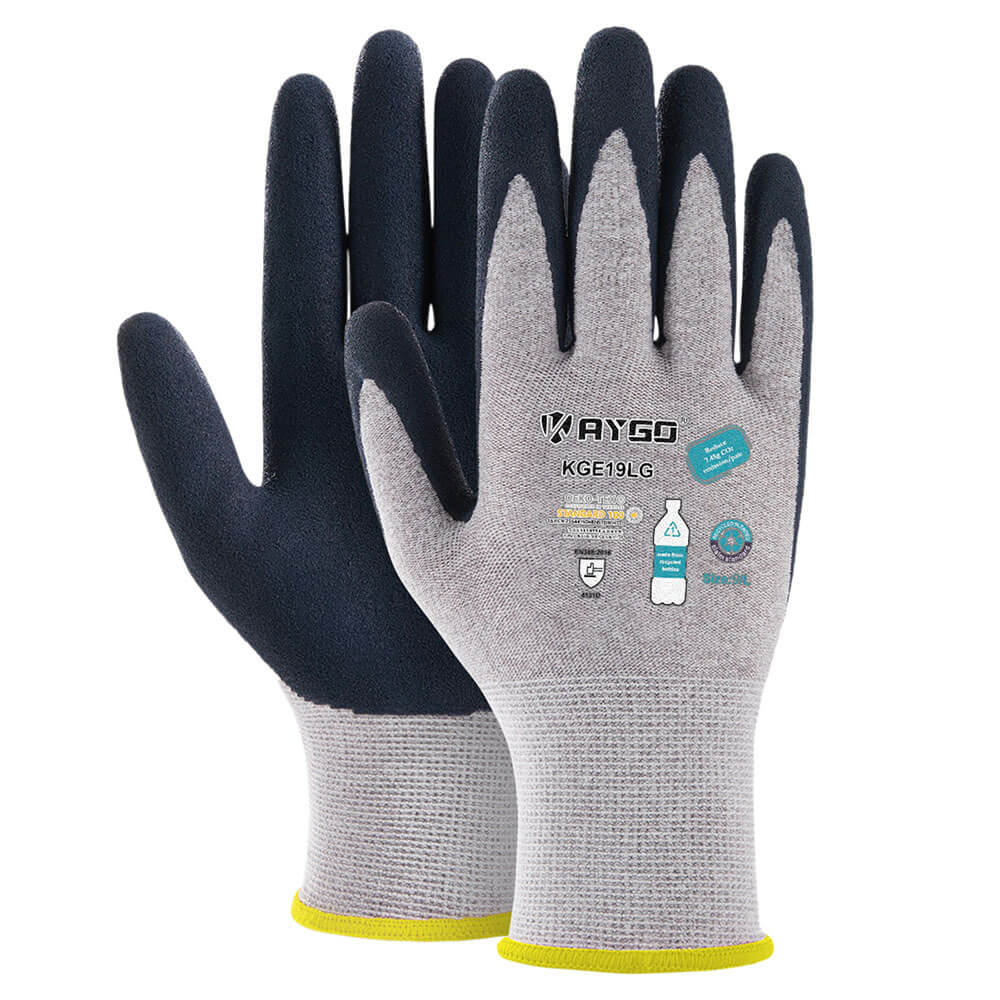 KAYGO KGE19L Eco Friendly Work Gloves with Latex Coated on Palm and Fingers 3 Pairs / Pink / Small